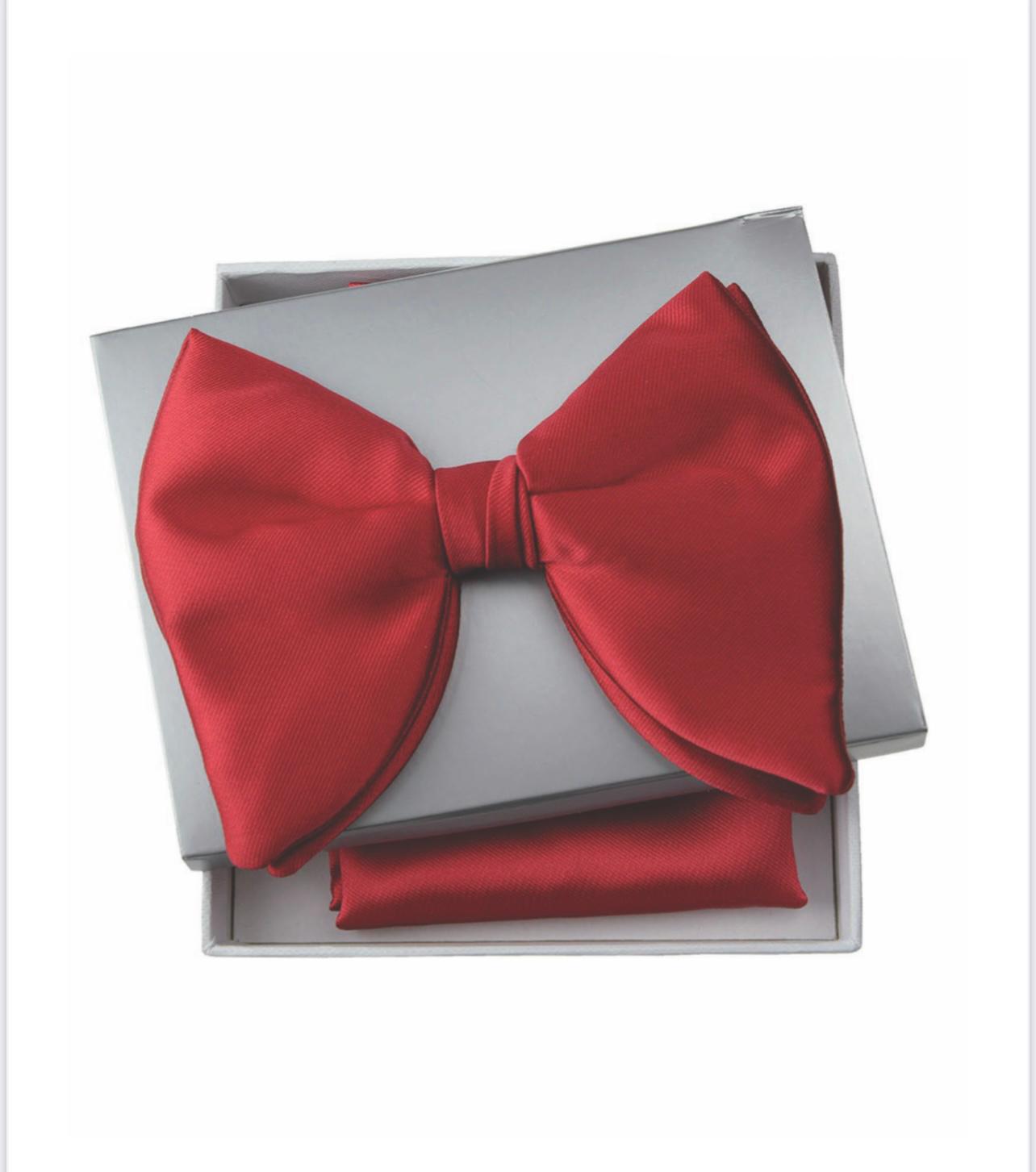 Elegant Red Oversized Butterfly Bowtie - Satin Fabric for Men & Women - Perfect for Weddings, Parties & Special Occasions