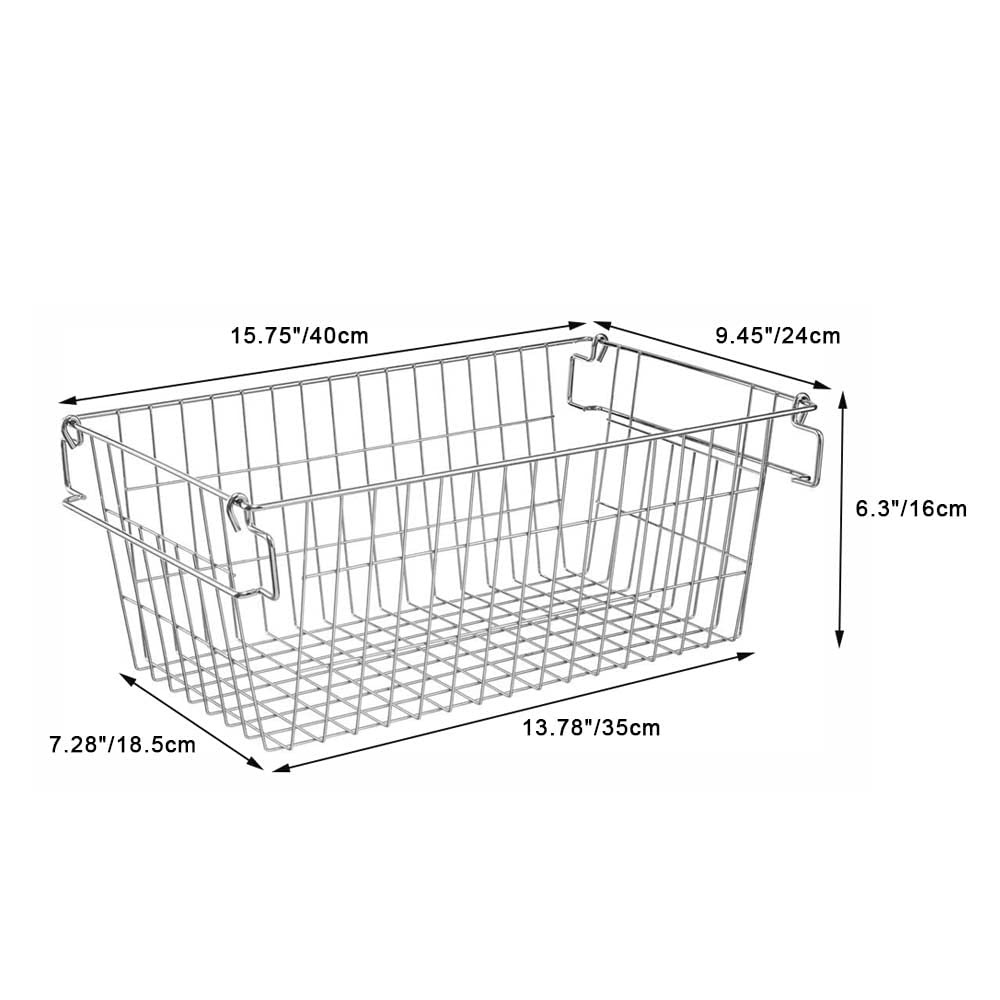 SANNO Stackable Freezer Organizer Bins - 8 Pack Clear Plastic Storage Containers for Food, Vegetables, Potatoes & Onions | Pantry & Chest Freezer Organization | Space-Saving Kitchen Storage Solution for Snacks, Meal Prep & Bulk Food Storage