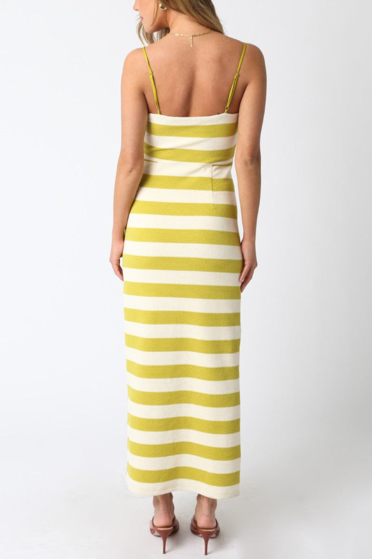 Kiwi Stripe Midi Dress - Women's Flowy Summer Dress with Short Sleeves | Perfect for Beach Vacations, Date Nights & Casual Outings