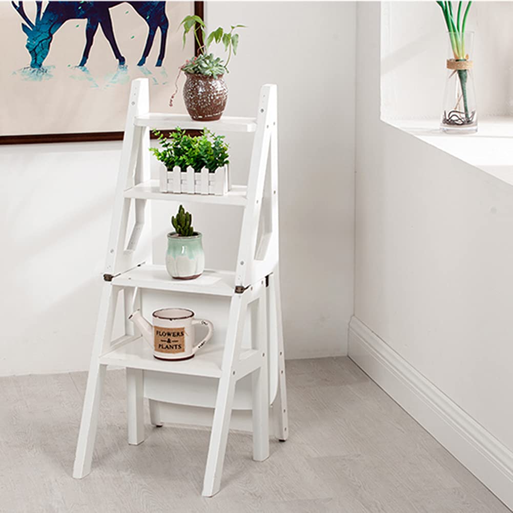 XHALERY Foldable Step Stool with Handle - 4 Step Ladder Stool for Kitchen, Bathroom, Shoe Rack & Home Use - Portable Non-Slip Multi-Purpose Stool for Adults & Kids - Perfect as Step Stool, Ladder, or Storage Helper