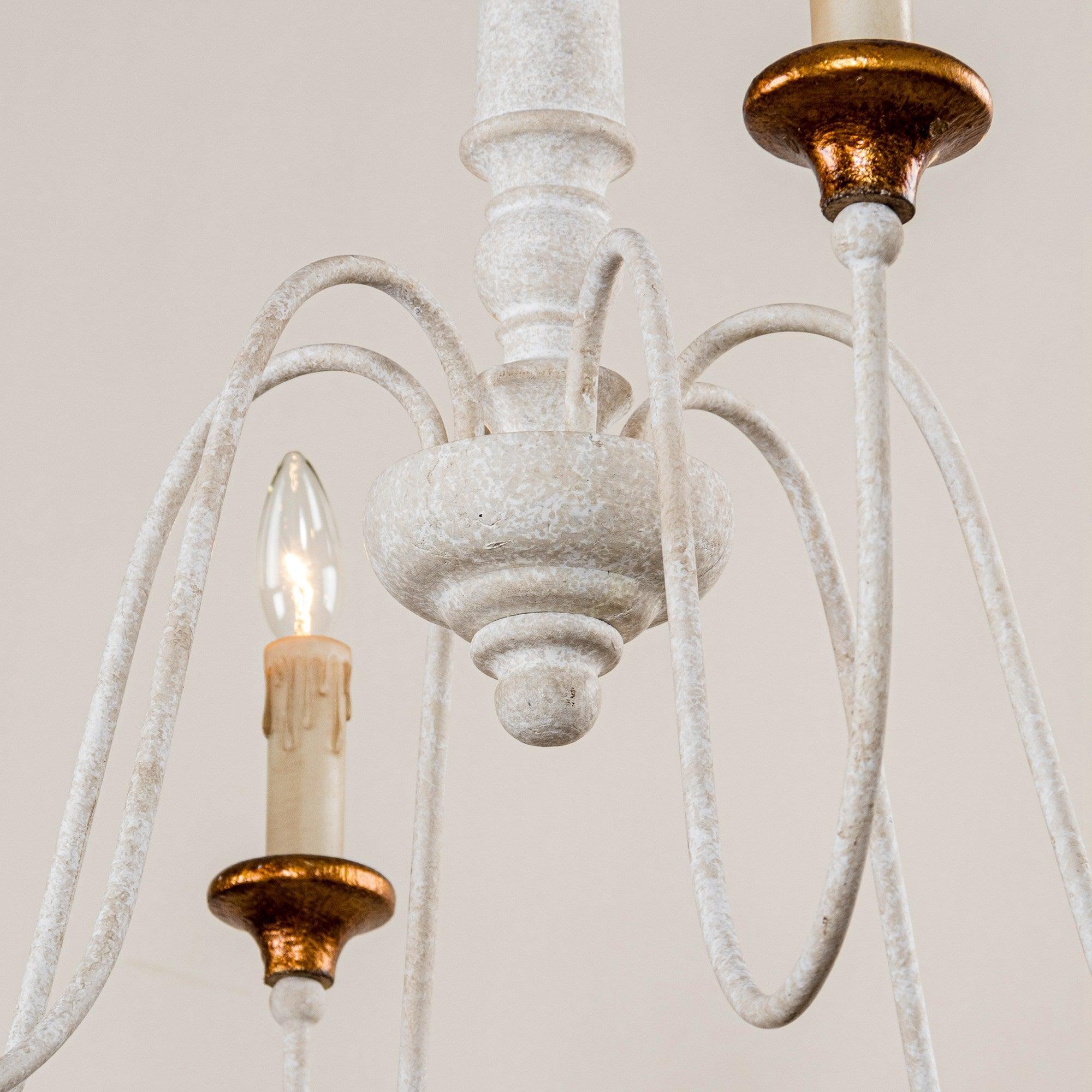 6-Light French Country Candle Style Chandelier in Distressed Finish - Rustic Farmhouse Lighting for Dining Room, Bedroom, or Entryway