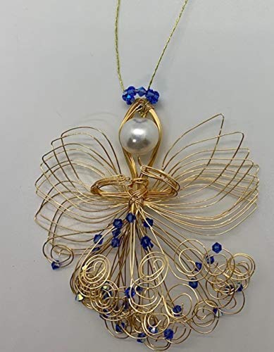 4.5 Inch Gold Birthstone Angel Ornament with Sapphire - Perfect for September Birthdays & Gifts
