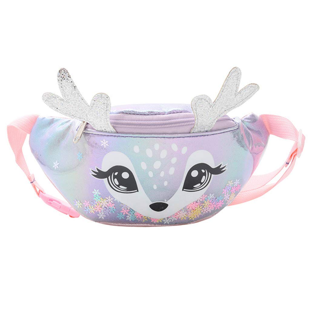 Kids Elk Print Waist Fanny Pack - Adjustable Travel Daypack, Belt Pouch & Shoulder Bag for Hiking, School & Outdoor Activities | kxnps