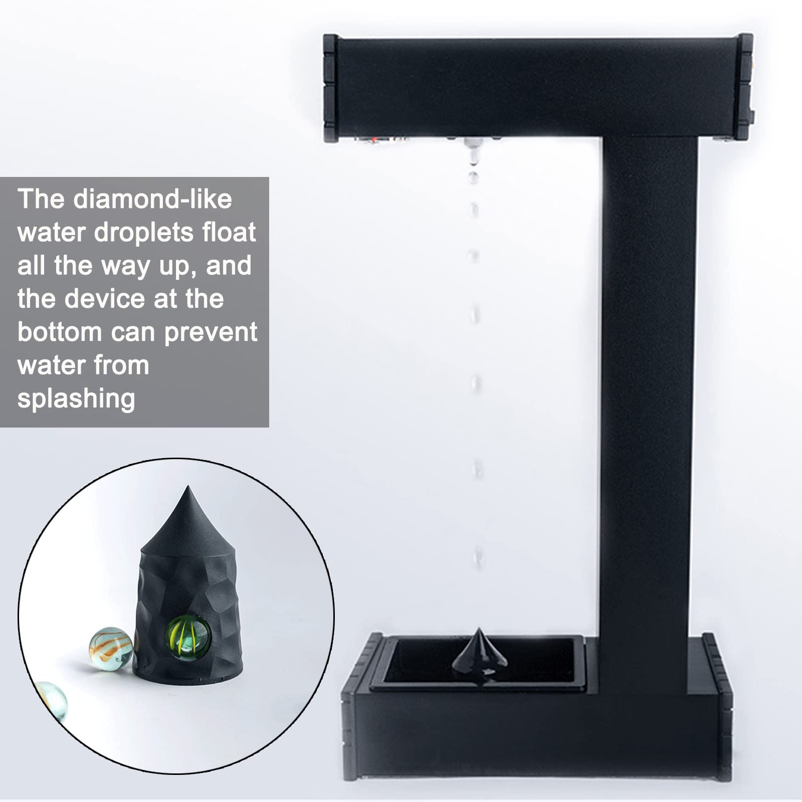Anti-Gravity Floating Water Drop Desk Lamp - Levitating Waterfall Fountain for Home Office, Bedroom, Meditation & Relaxation | Soothing Mood Light for Stress Relief, Yoga & Study Spaces