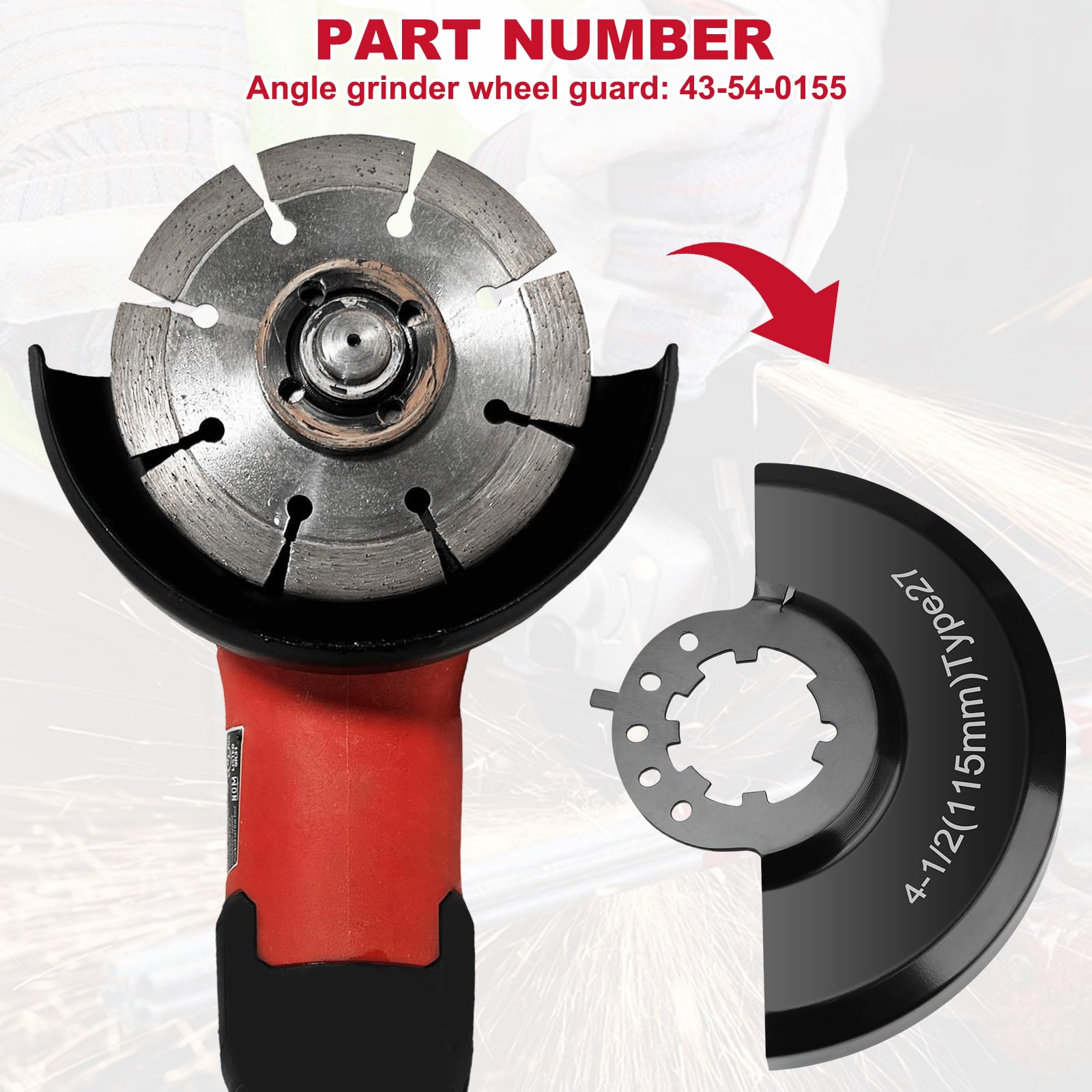 Milwaukee 6130-33 Angle Grinder Wheel Guard 43-54-0155 - Compatible with 4-1/2