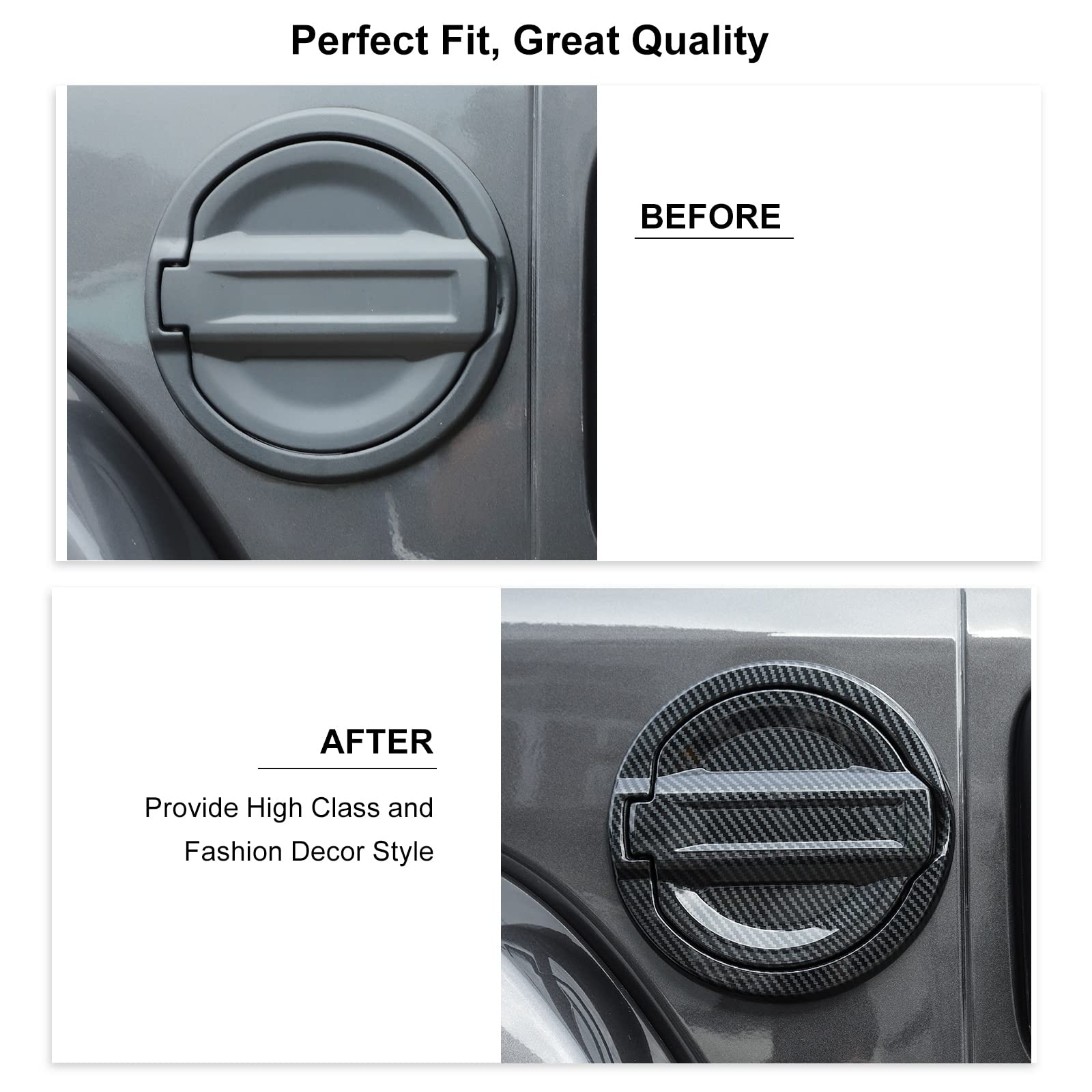 Carbon Fiber Fuel Filler Door Cover for Jeep Wrangler JL JLU (2018-2022) - Durable Gas Tank Cap Decoration & Exterior Accessories - Perfect for Off-Roading & Custom Car Styling