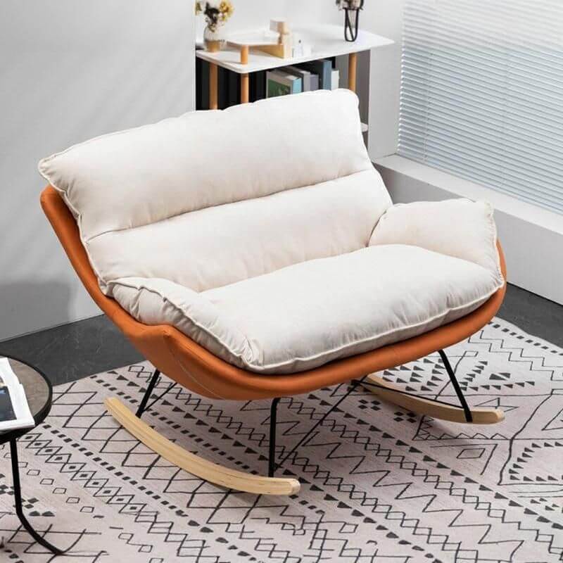 Comfortable Indoor Light Wood Rubberwood Spindle Rocking Chair - Scratch Resistant with Removable Cushions - Perfect for Nursery, Living Room & Relaxation