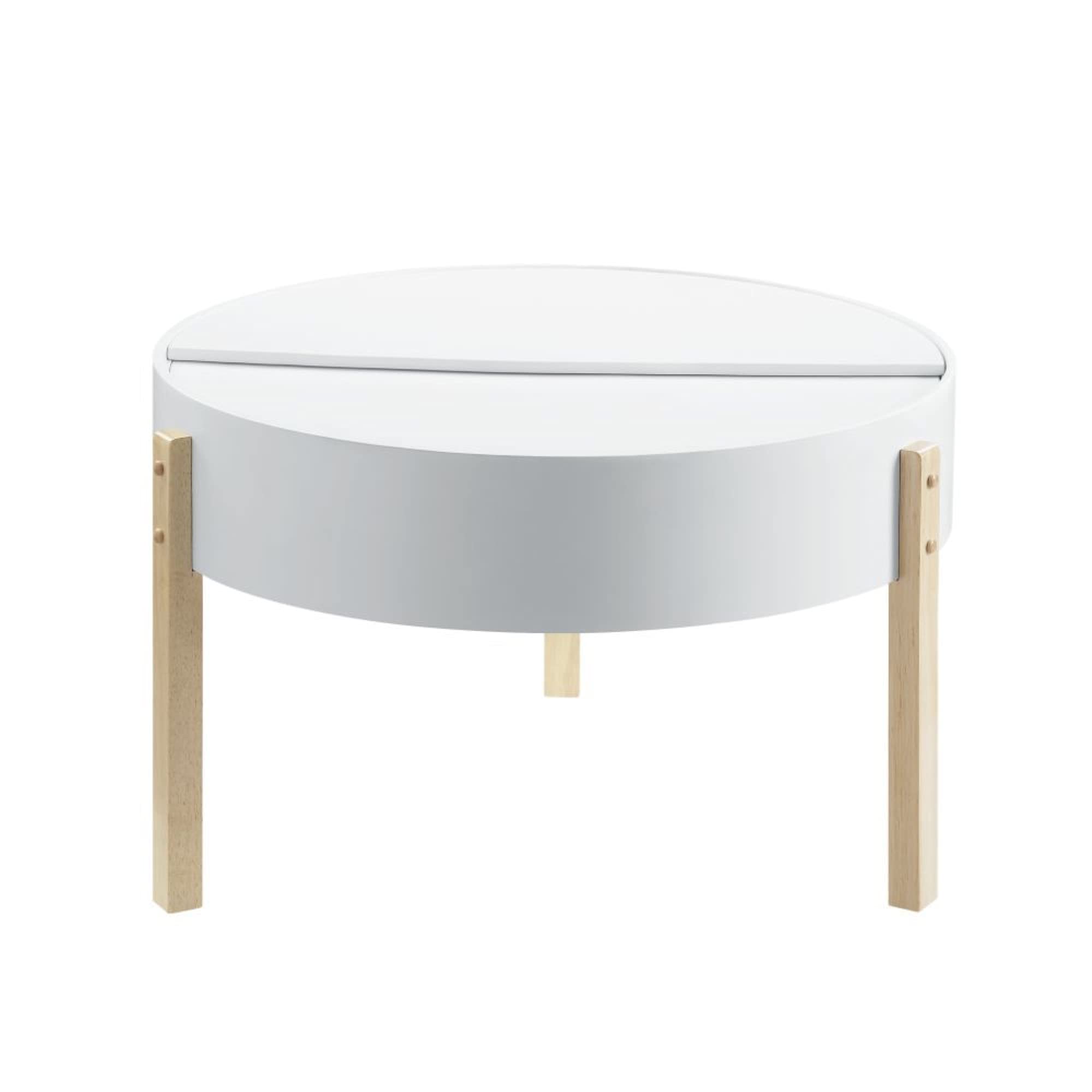 Modern White & Natural Wood Coffee Table - Mid-Century Style Living Room Center Table for Small Spaces - Perfect for Apartments, Lounges & Cozy Home Decor