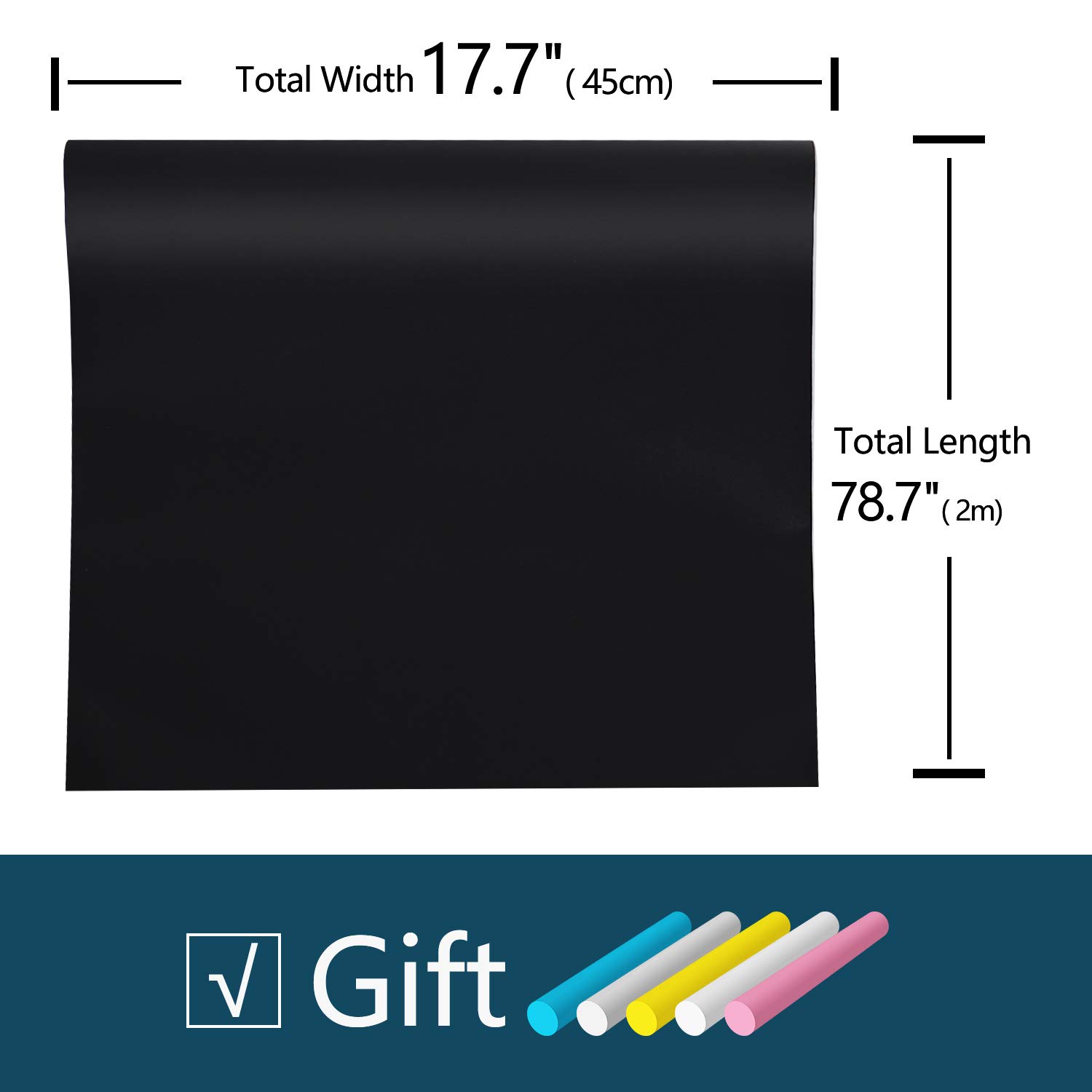 VEELIKE Removable Blackboard Wallpaper - Self-Adhesive Chalkboard Sticker for Kids, Kitchen, Office & School Decor - Includes 5 Chalk Markers - 78.7