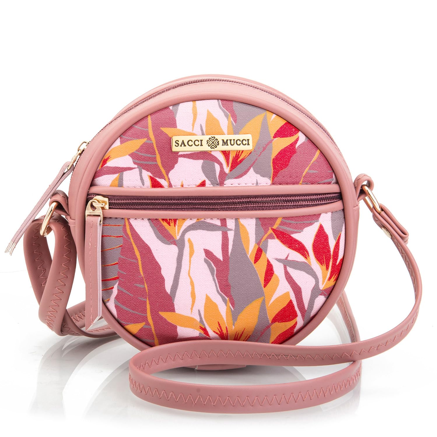 SACCI MUCCI Round Crossbody Bag for Women - Stylish Shoulder Sling Bag, Fashionable Purse for Girls & Ladies, Exotic Jungle Print - Perfect for Travel, Shopping & Daily Use
