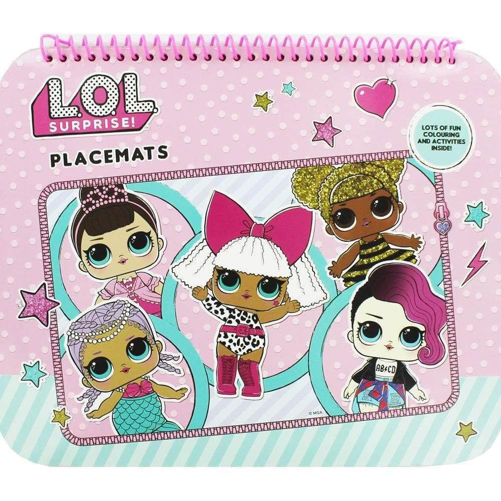 LOL Surprise! Waterproof & Non-Slip Kids Placemats - Fun Party Tableware for Birthday, Dinner & Playtime - 6 Pack Colorful Character Designs