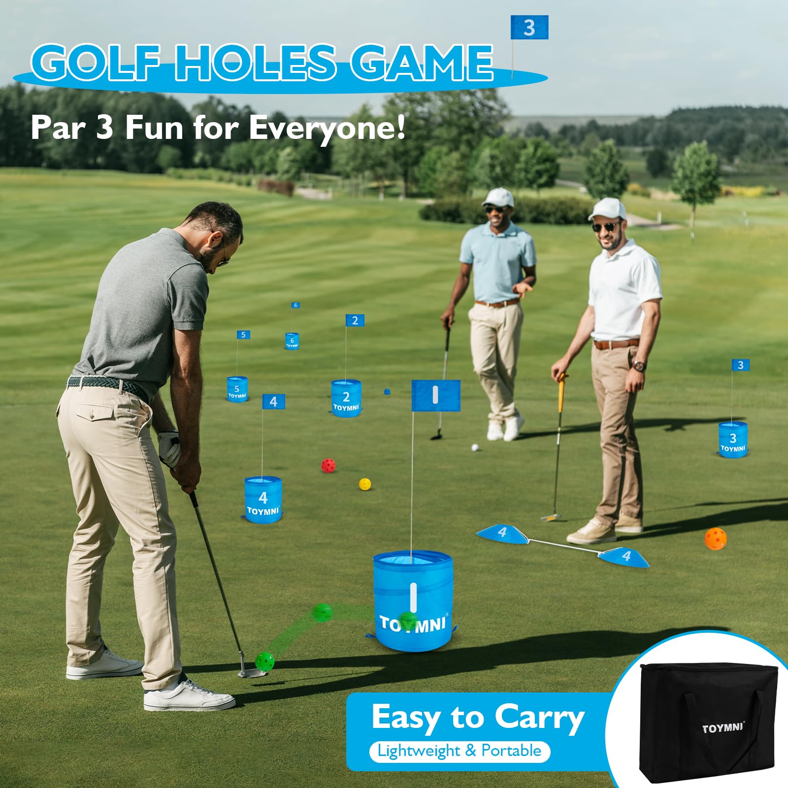 Portable Golf Practice Game Set for Adults & Kids - Indoor & Outdoor Backyard, Beach, Yard Chipping Game with PAR 6 Hole - Perfect for Family Fun, Parties & Outdoor Activities
