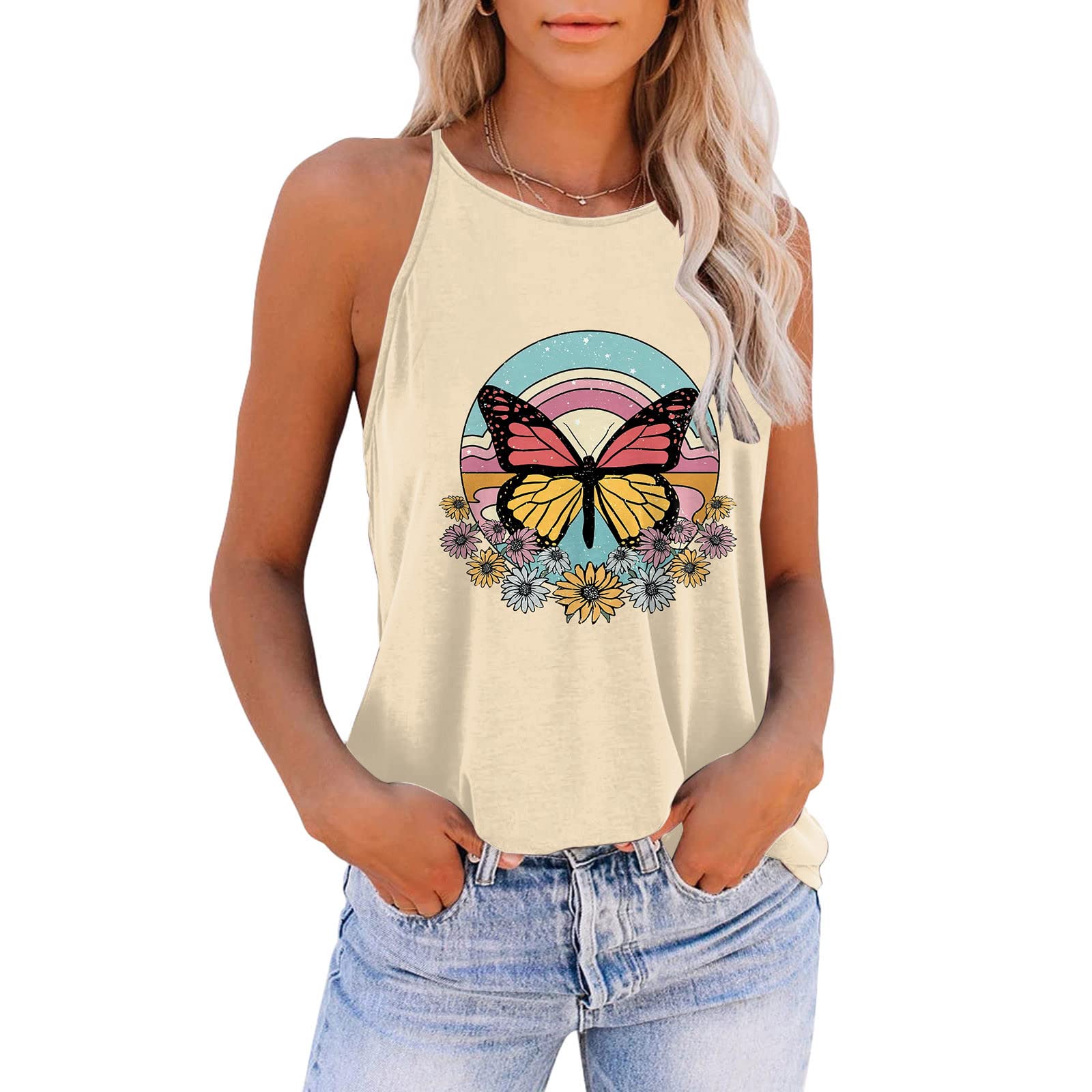 Women's Sleeveless V-Neck Workout Tops - Floral Print Athletic Shirts for Running, Yoga & Gym | Breathable Quick-Dry Fitness Tees for Women | Perfect for Jogging, Cardio & Casual Wear