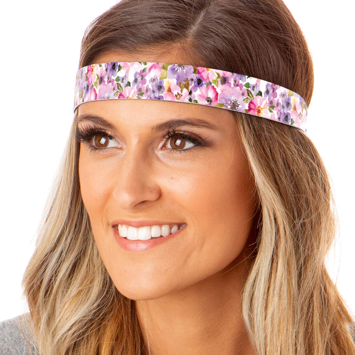 Hipsy Adjustable No-Slip Hairbands for Women, Girls & Teens - 5 Pack Spring Floral Headbands - Cute Fashion Hair Accessories for School, Work & Everyday Wear