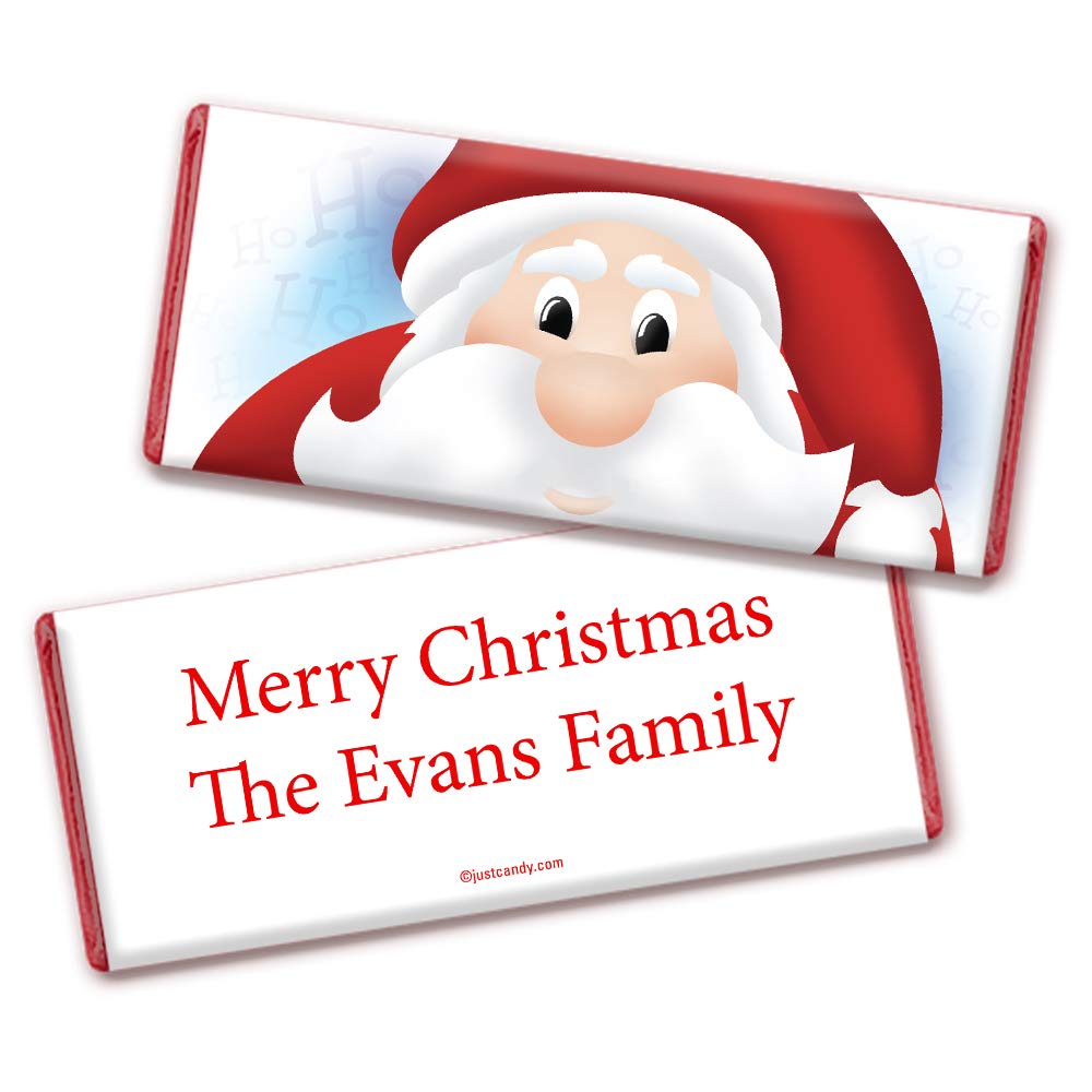 Personalized Santa Claus Themed Christmas Chocolate Bars - 36 Count Bulk Holiday Candy Favors for Parties, Stocking Stuffers & Gift Giving