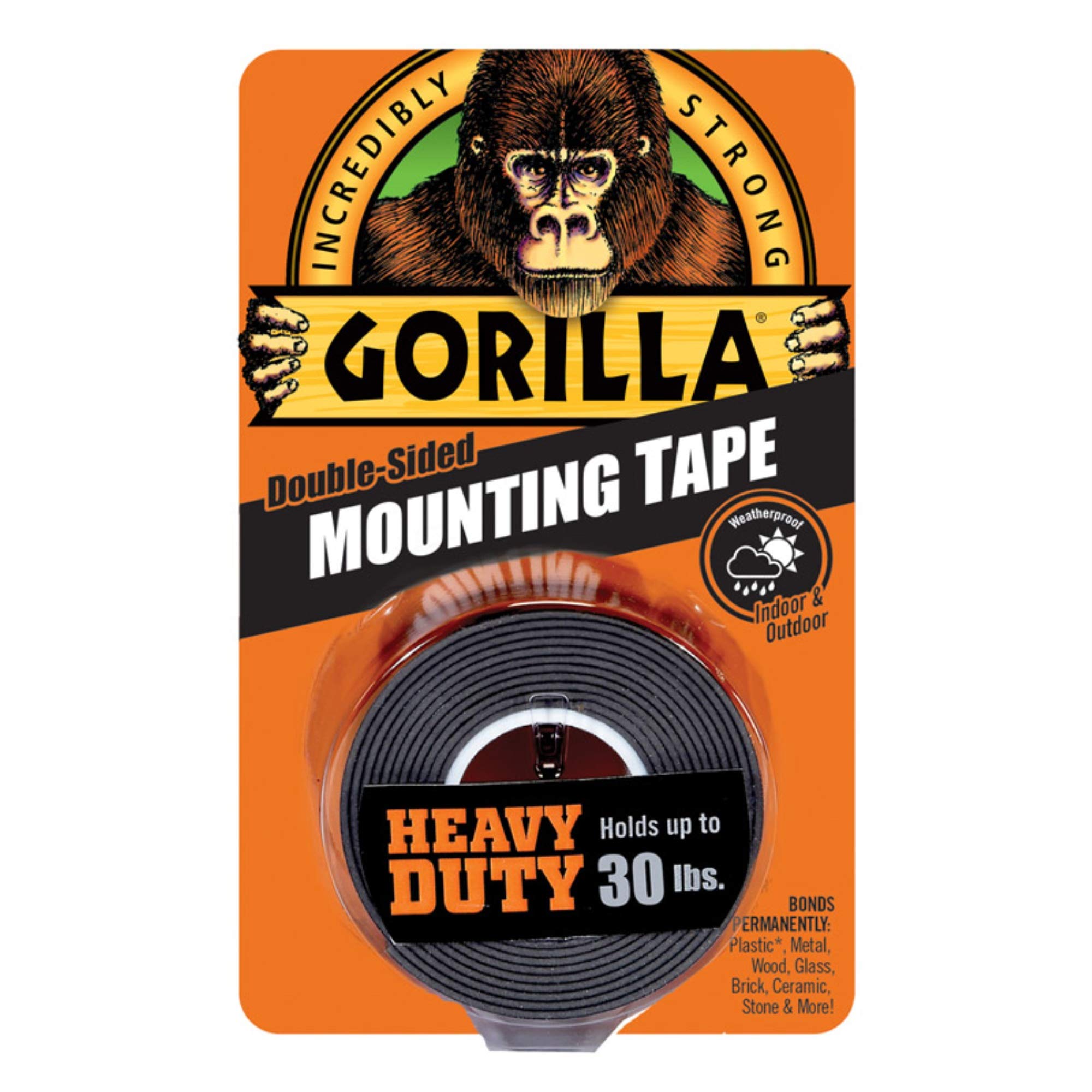 Gorilla Mounting Tape Black - Heavy Duty Double Sided Adhesive (Pack of 10) - Perfect for Hanging Pictures, Mirrors & Home Decor