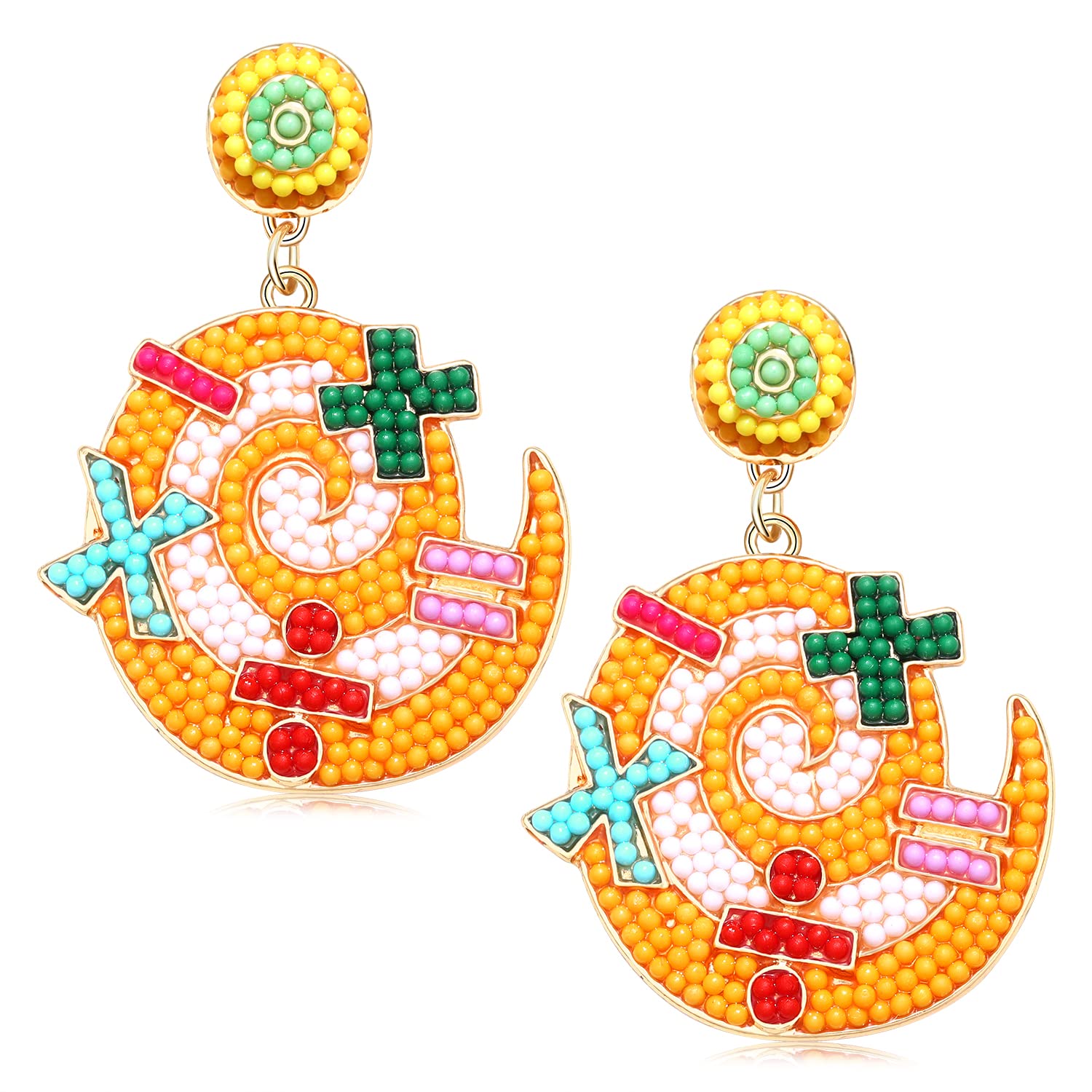 Beaded Pencil Dangle Earrings for Women - Colorful Rainbow Statement Jewelry - Perfect Teacher Appreciation Gift & Back to School Accessories - Great for Classrooms, Teacher Gifts, and School Events