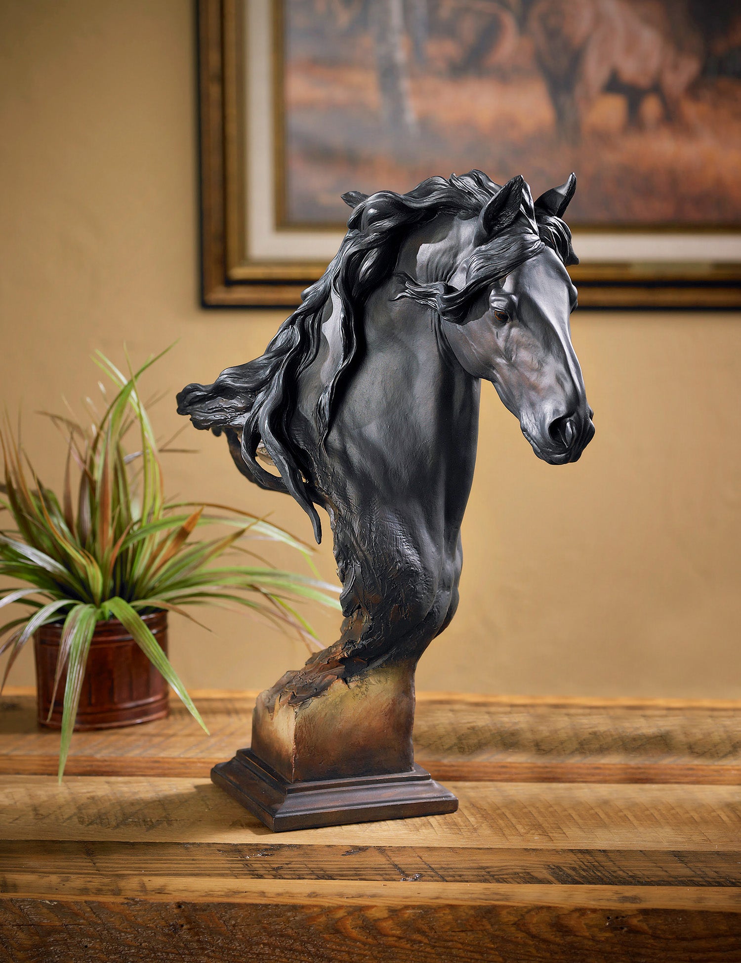 Equus Onyx Fresian Horse Small Mill Creek Sculpture - Handcrafted Miniature Horse Statue for Home Decor, Office Display, and Collectibles