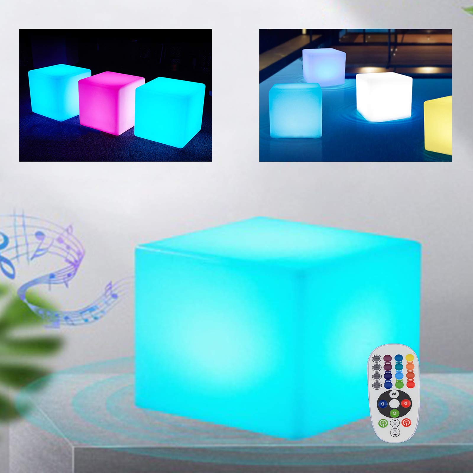 Gdrasuya10 11.8-inch RGB LED Light Cube Stool - 16 Color Changing Mood Lamp with Remote Control, Waterproof Square Side Table for Home, Bedroom, Christmas & Pool Parties - Night Light & Decorative Accent Lighting