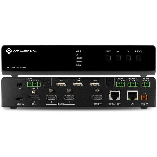 Atlona® AT-UHD-SW-510W 5x1 HDMI Switcher with Wireless Presentation - 4K UHD HDR, HDCP 2.2, 18Gbps - Ideal for Conference Rooms, Classrooms & Home Theater Systems