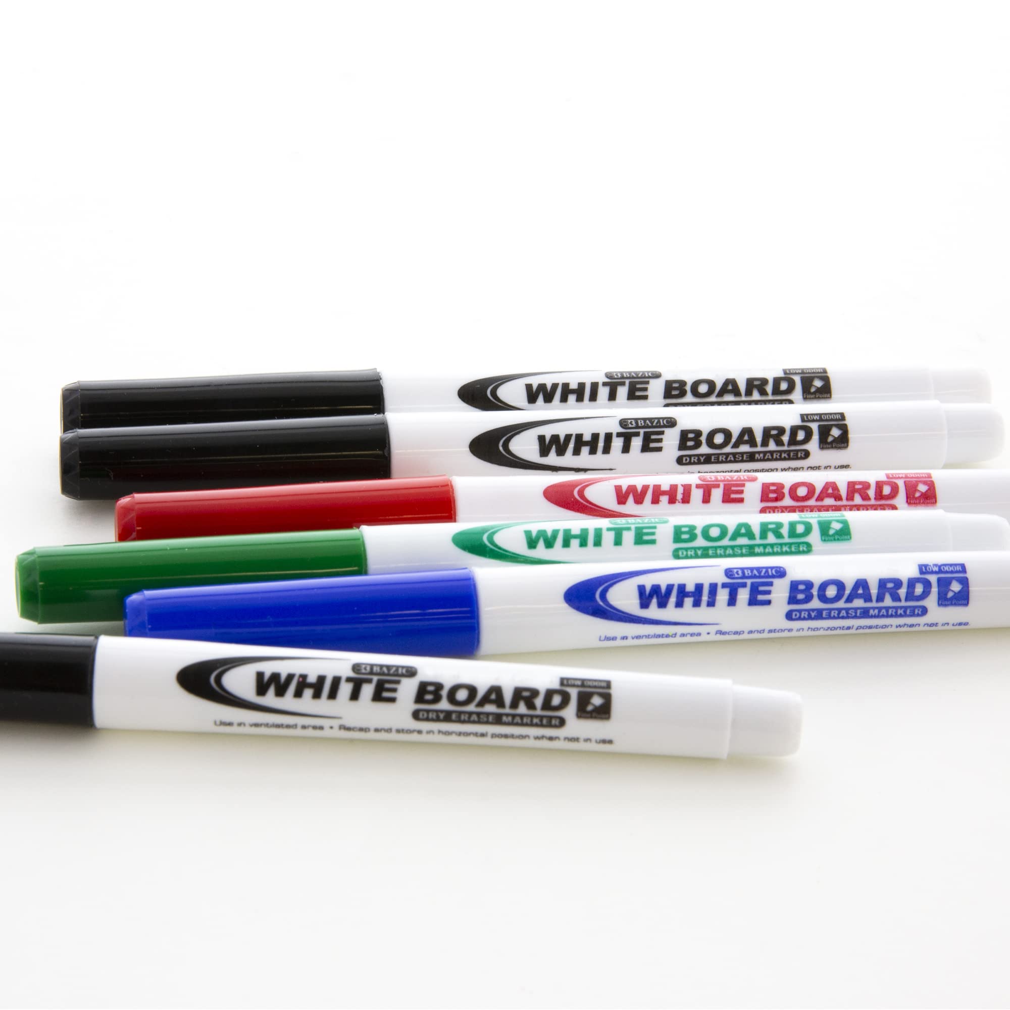 BAZIC Fine Tip Dry Erase Markers - Low Odor Whiteboard Pens for Office, School & Home - 6 Pack (72 Markers Total) - Ideal for Presentations, Classroom Teaching & Home Organization