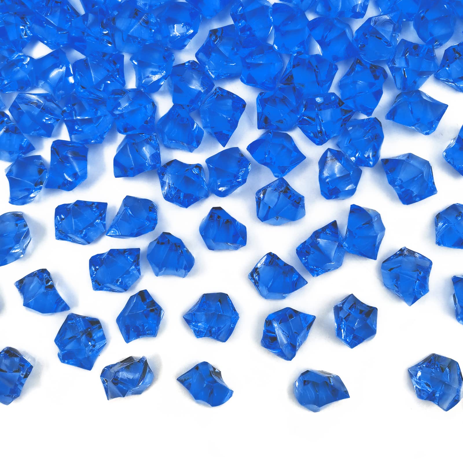150pcs Artificial Acrylic Crushed Ice Cubes - 16x22mm (0.86x0.62inch) Fake Crystal Rocks Diamonds for Vase Fillers, Table Scatter, Wedding & Party Decorations - Dark Blue - Perfect for Centerpieces, Floral Arrangements and DIY Craft Projects