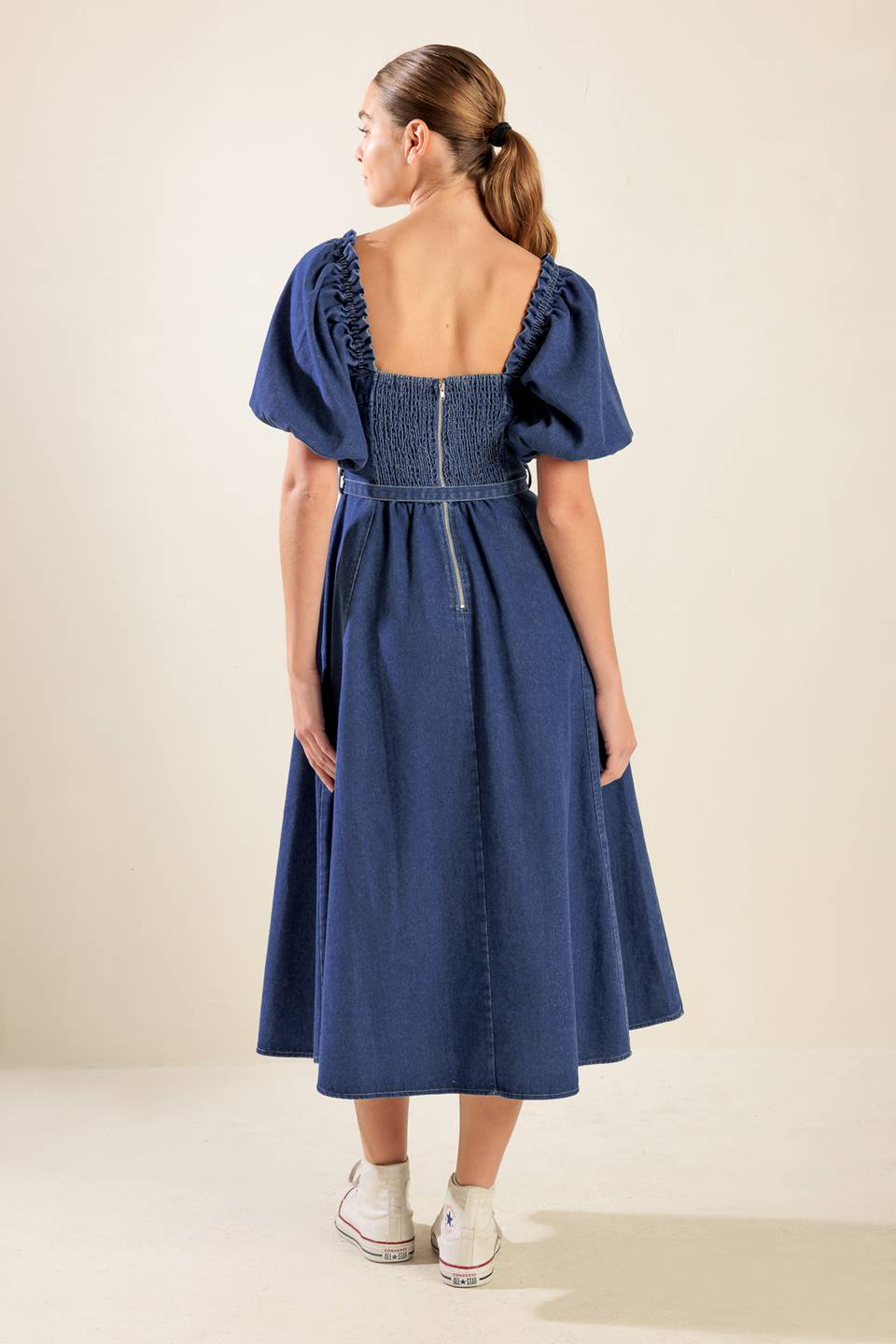 Stylish Denim Midi Dress for Women | Trendy All Spruced Up Design | Perfect for Casual Outings, Date Nights & Office Wear