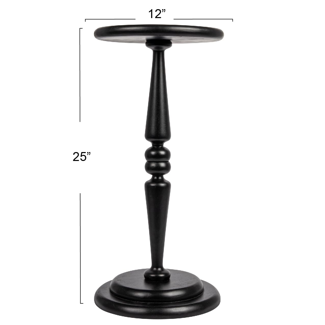 Creative Co-Op Bishop Pedestal Cocktail Side Table - Black Modern End Table for Living Room, Bedroom & Office - Perfect for Coffee, Books & Decor