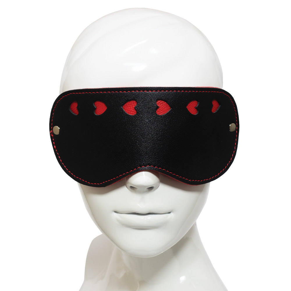 Elegant Faux Leather Blindfold Mask with Heart Cutout - Perfect for Romantic Date Nights, Bachelorette Parties & Sensual Play