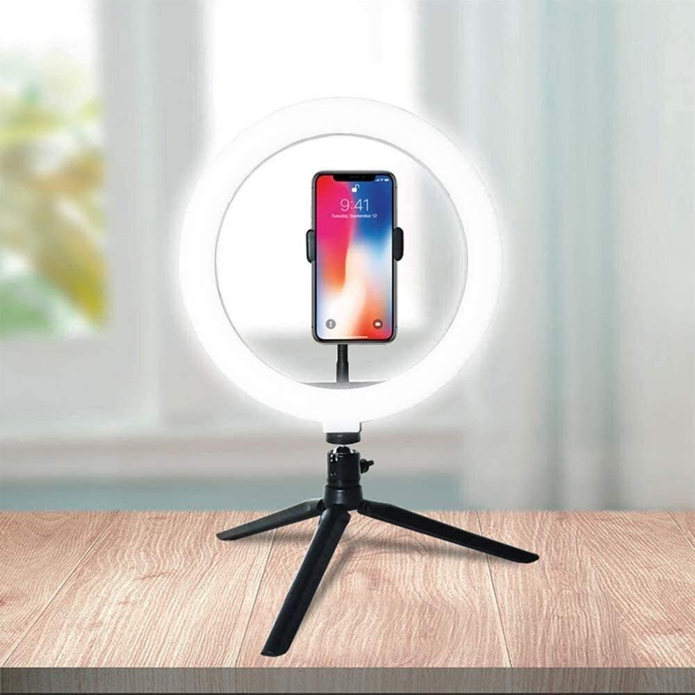 WSMLA 10'' Ring Light with Stand & Phone Holder - Adjustable LED Ring Light for Live Streaming, Makeup, Photography - Compatible with iPhone, Android & DSLR Cameras - Perfect for YouTube, TikTok, Instagram & Beauty Studio Lighting