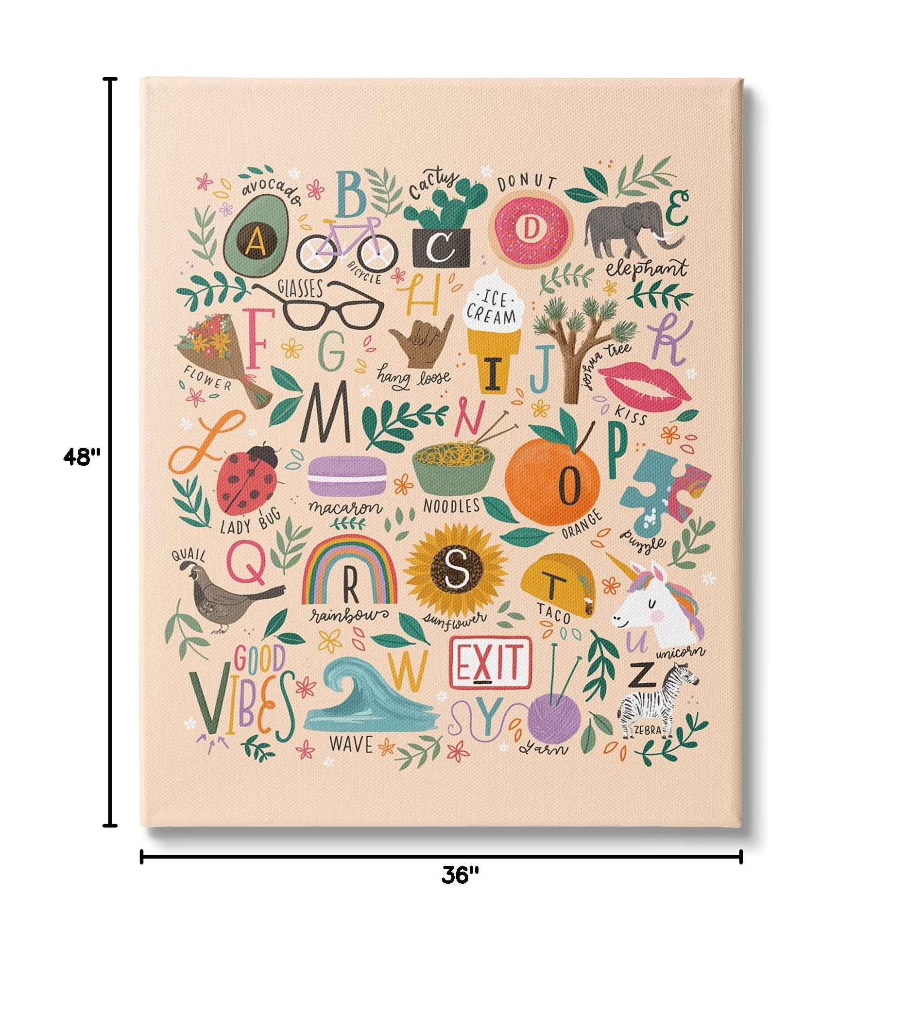 Stupell Industries Whimsical Kids Alphabet Wall Art - Playful ABC Illustrations with Everyday Items by Loni Harris - 36