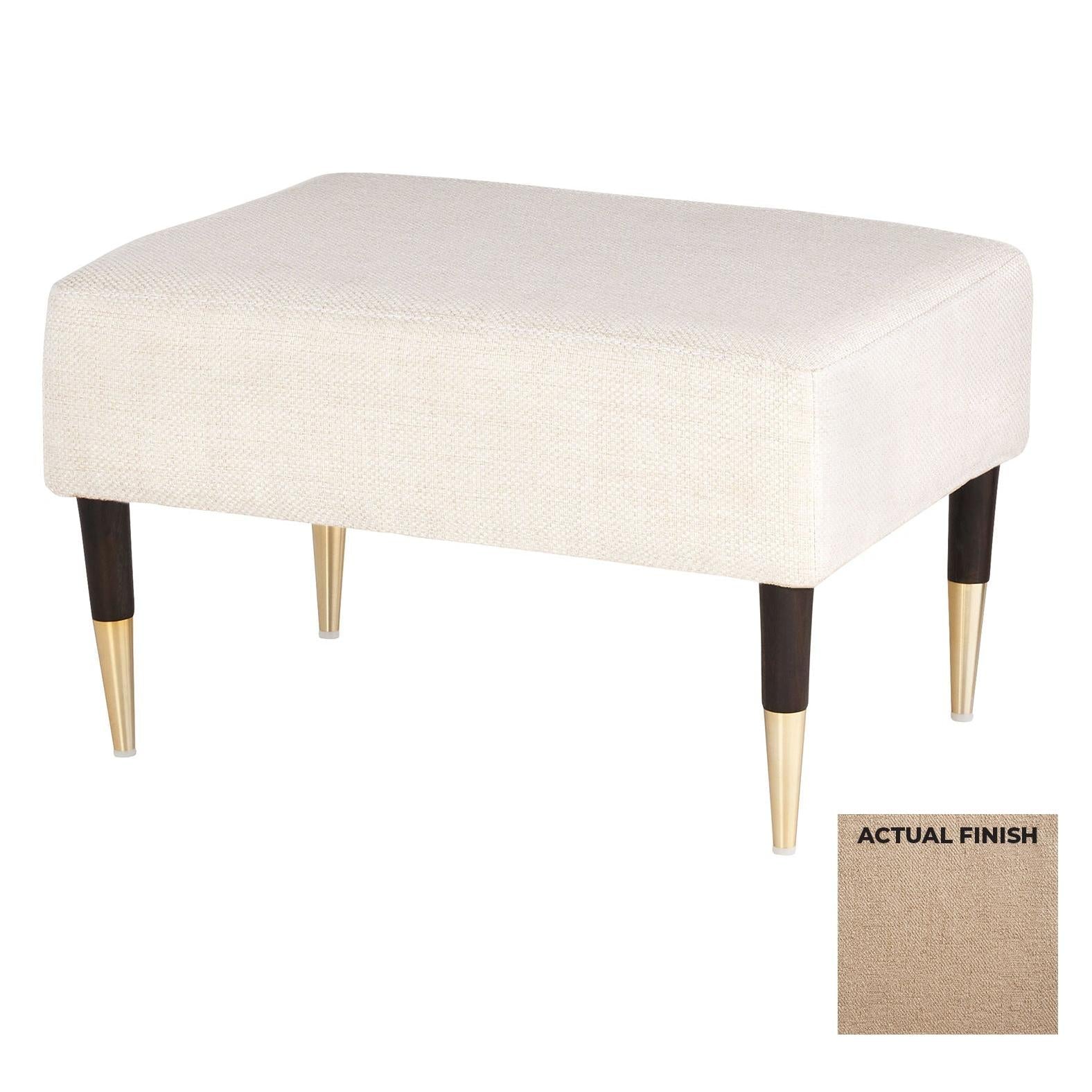 Cyan Design 11786 Oscar Ottoman with Camel Chenille Upholstery - Stylish Footstool for Living Room, Bedroom, or Lounge Decor