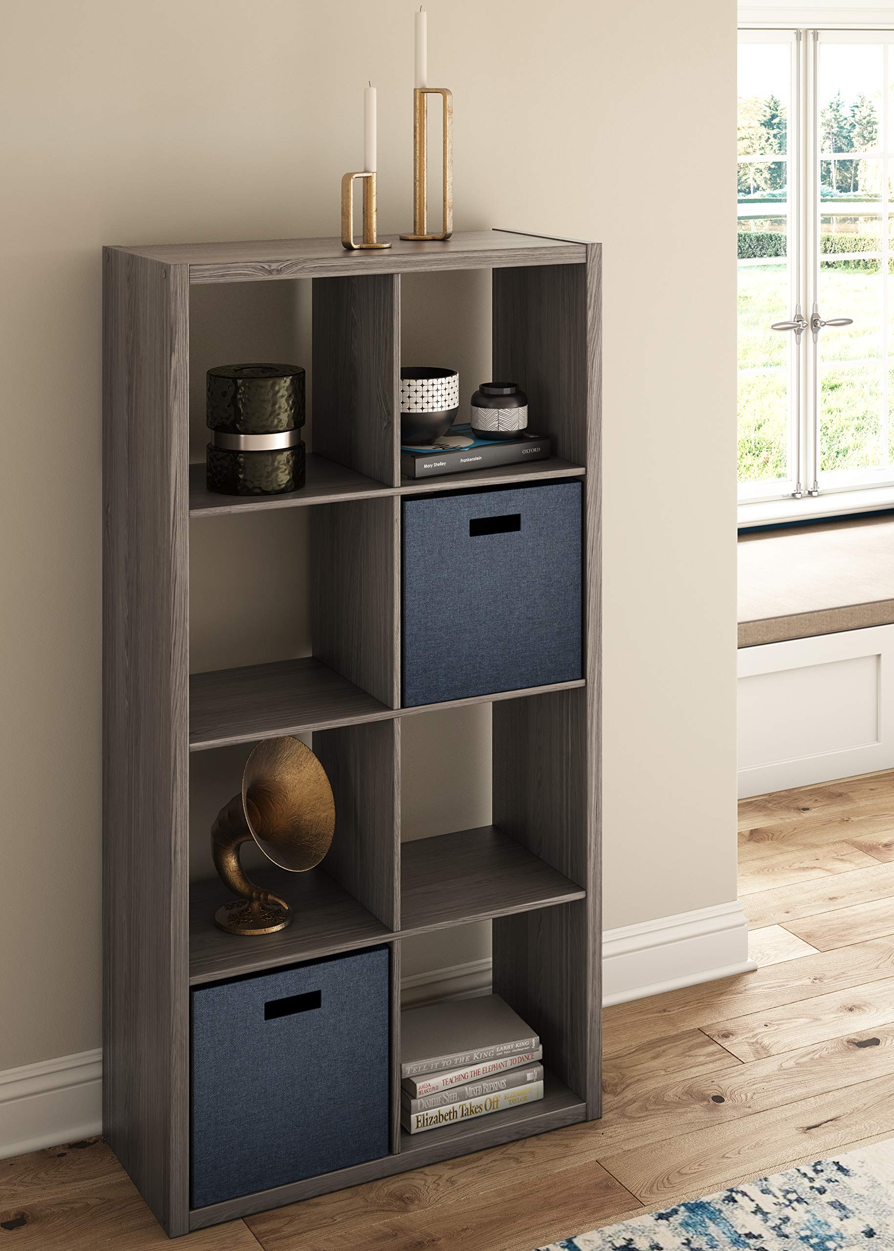 ClosetMaid 8-Cube Heavy Duty Wooden Bookcase Shelf - Open Back Storage Organizer for Home, Closet, Office & Toys (Graphite Gray) | Perfect for Living Room, Bedroom & Kids Room Organization
