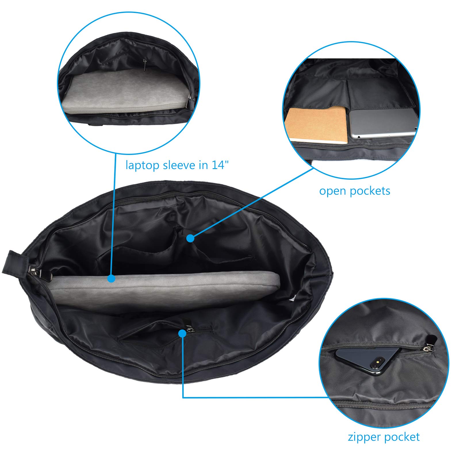 CLOUDMUSIC Large Waterproof Shoulder Tote Bag for Women - Perfect for Nurses, Teachers, Work, Gym, Travel & Beach - Spacious & Durable Everyday Carryall