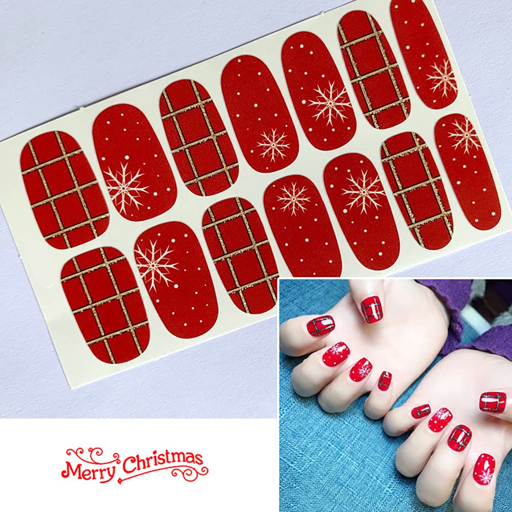 30 Sheets Christmas Nail Polish Strips - Red Holiday Nail Wraps with Santa & Snowflake Designs, Self-Adhesive Nail Art for Women, Includes Nail File | Perfect for Christmas Parties, Gift Giving & Festive Nail Decorations