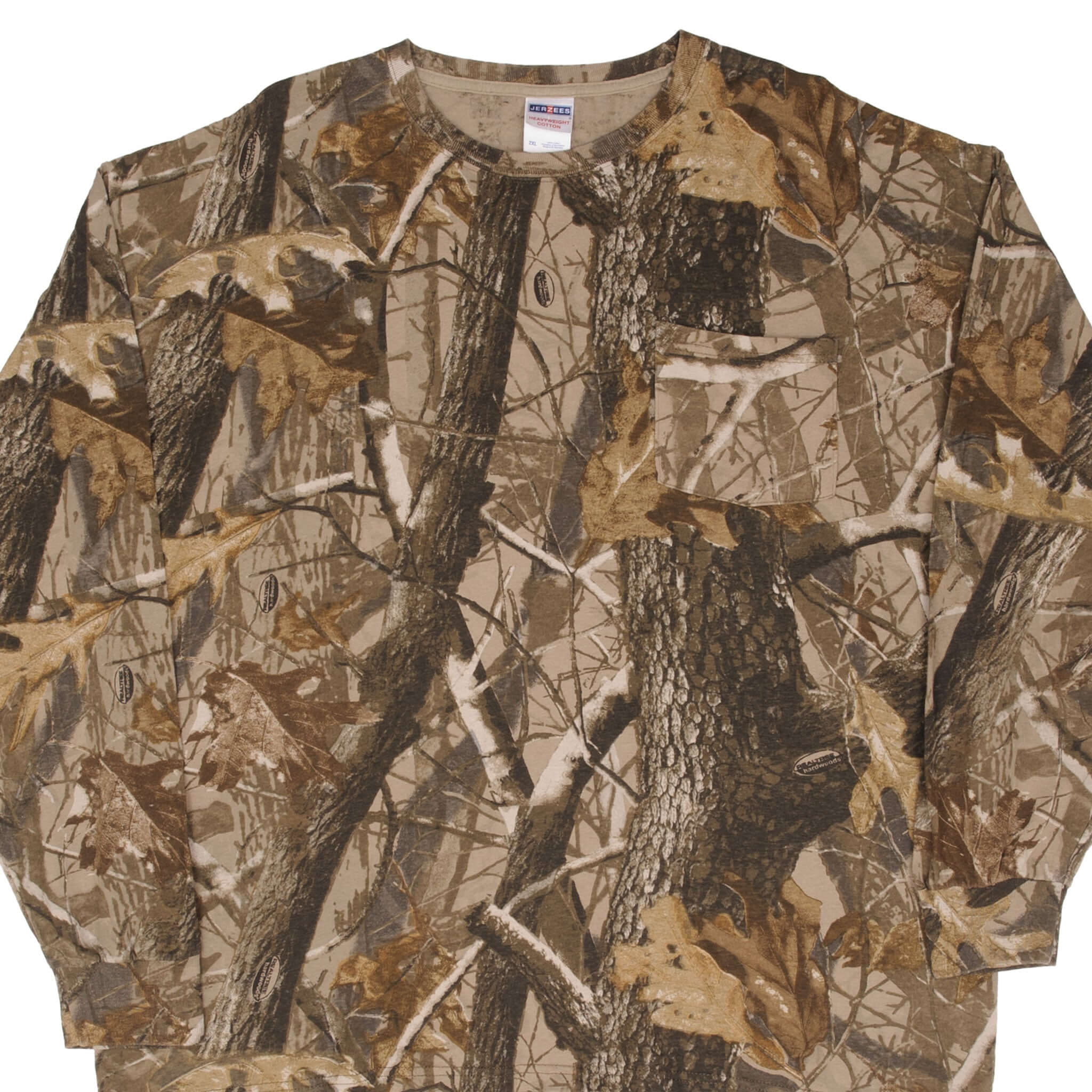 Vintage Hunting Camo Long Sleeve Pocket T-Shirt - Realtree Hardwoods Camouflage - Size 2XL - Durable Outdoor Apparel for Hunting, Fishing & Camping