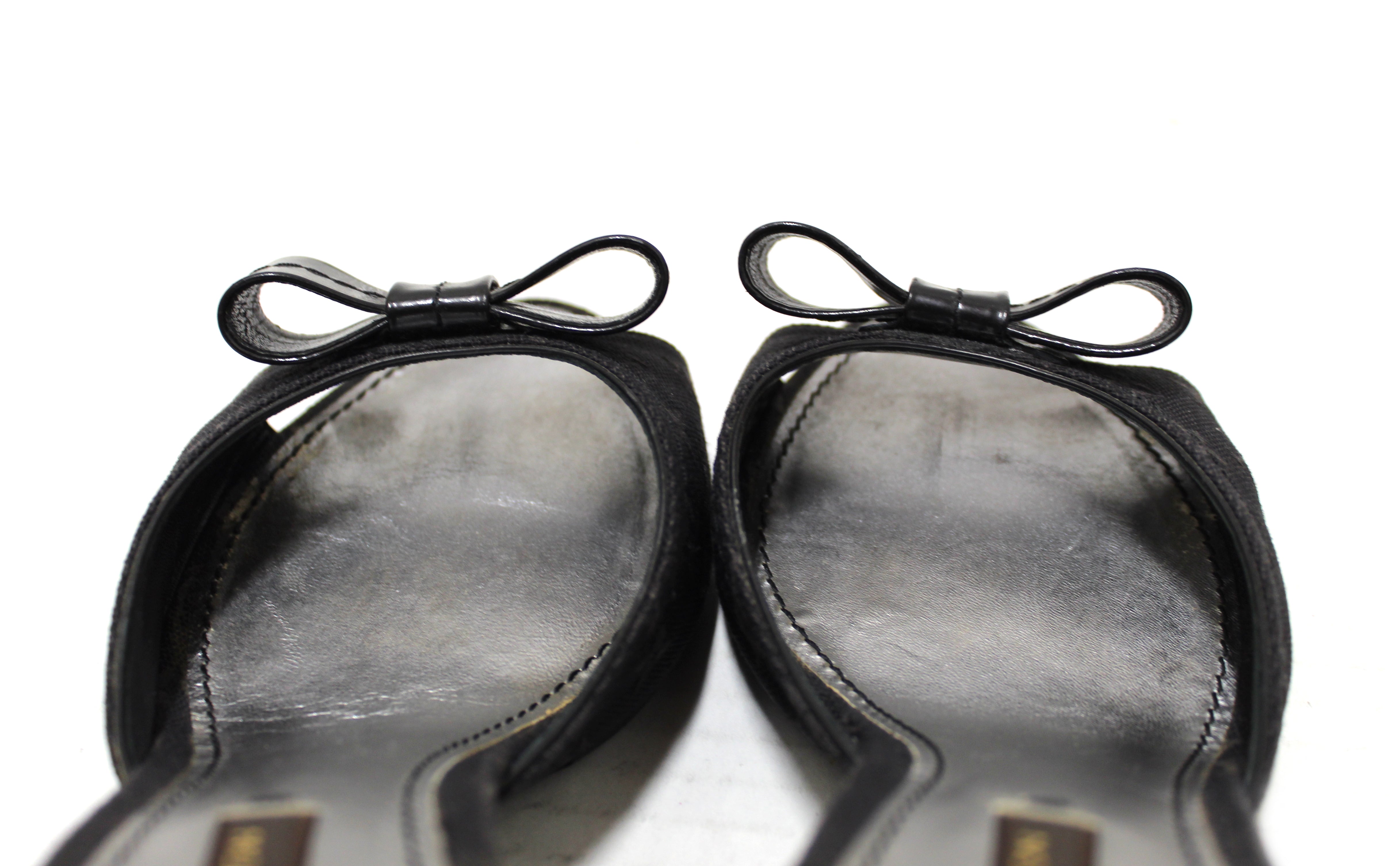 Authentic Louis Vuitton Black Monogram Denim Sandals Women Size 38 - Luxury Designer Summer Slides for Beach, Pool & Casual Outings