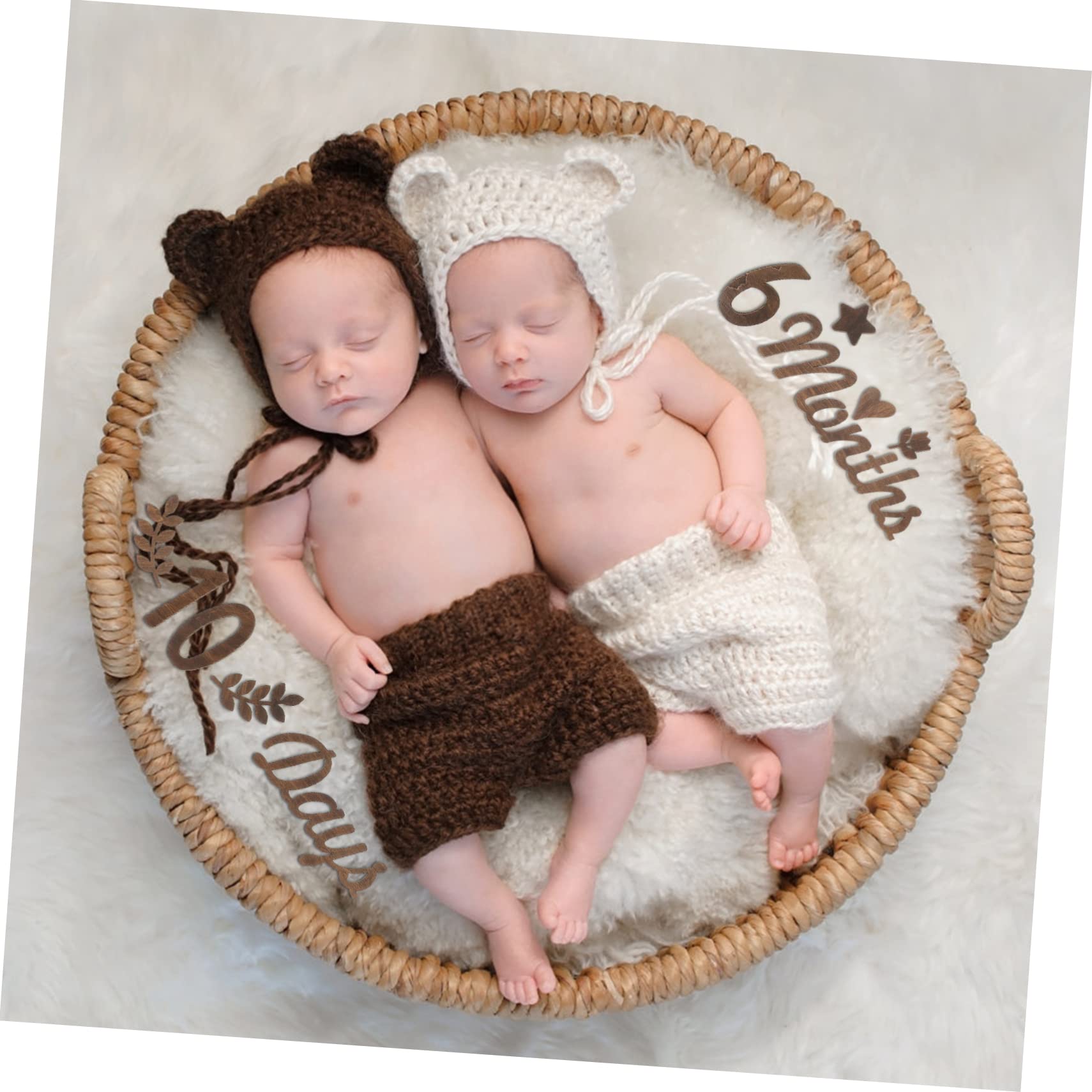 HEMOTON 2 Sets Personalized Baby Milestone Cards - Newborn Photo Props with Love & Wonderful Milestone Number Signs for Baby's First Year - Perfect for Monthly Photos, Birthday Parties & Nursery Decor