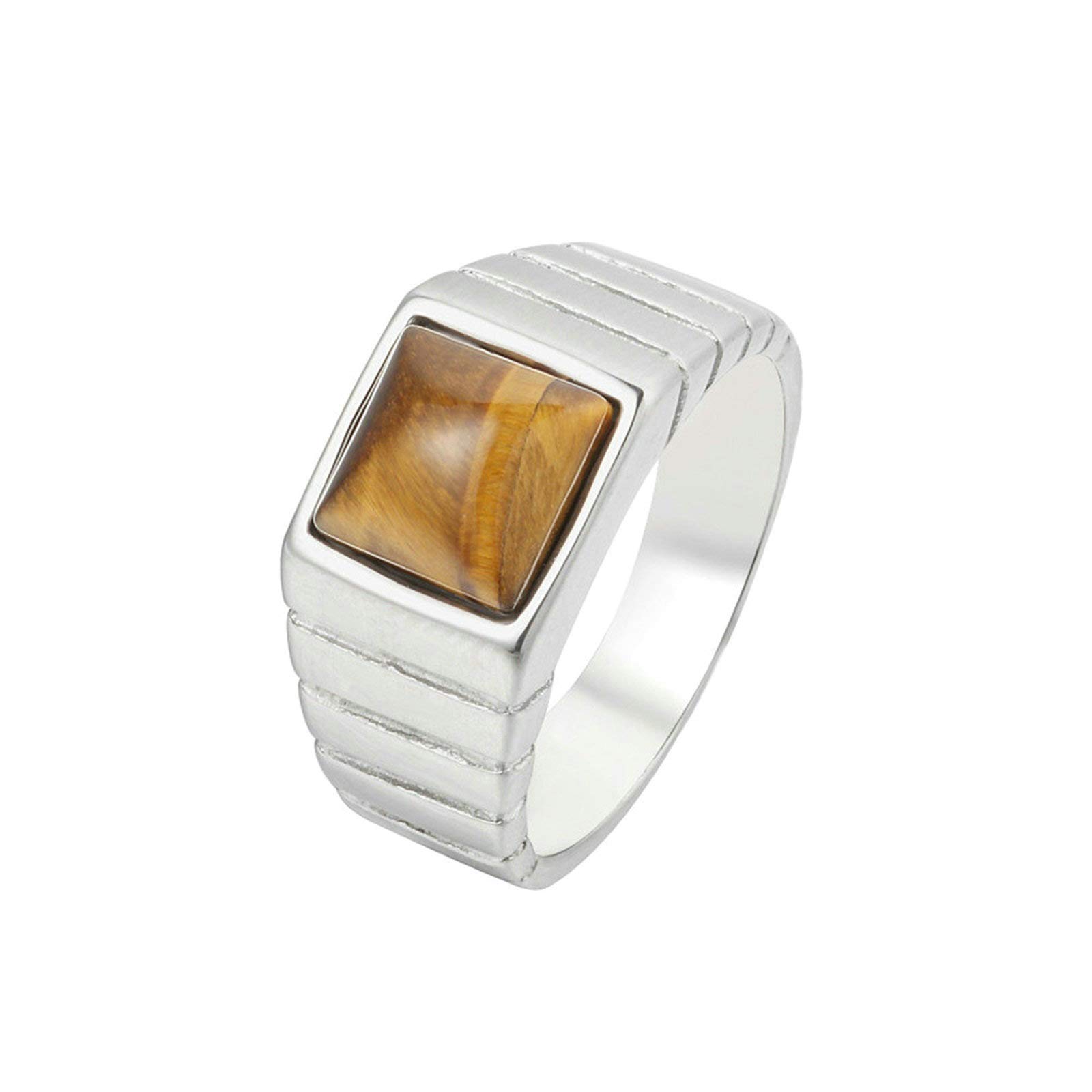 Daesar Men's Signet Ring - Stainless Steel Vintage Style with Brown Opal Stone, 10mm Width - Perfect for Weddings, Gifts & Formal Occasions