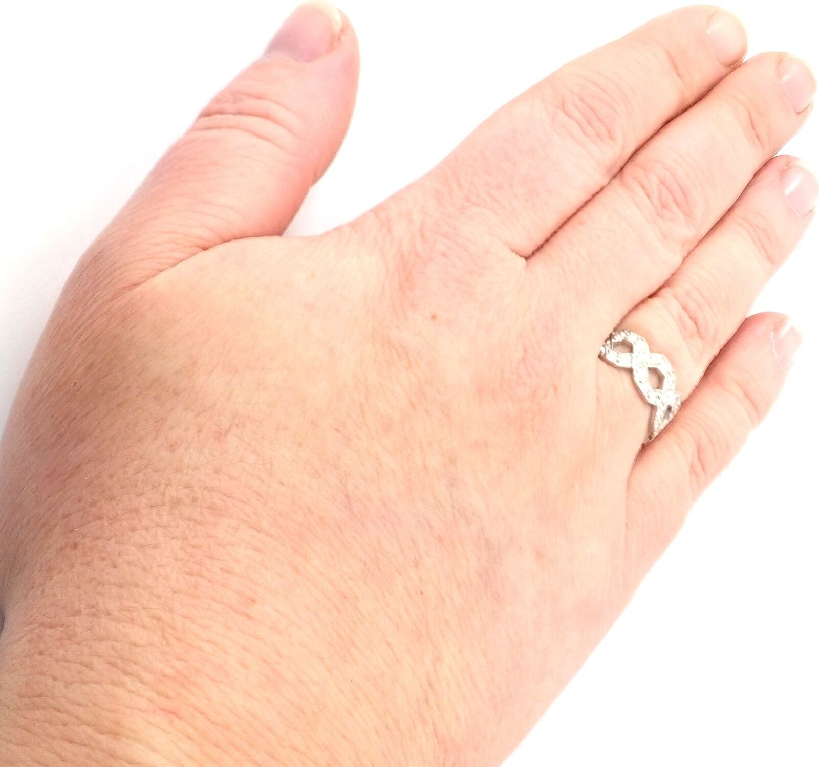 Authentic Tiffany & Co Platinum Diamond Eternal Wide Link Band Ring Size 5.25 - Luxury Wedding, Anniversary & Engagement Jewelry Gift for Women
