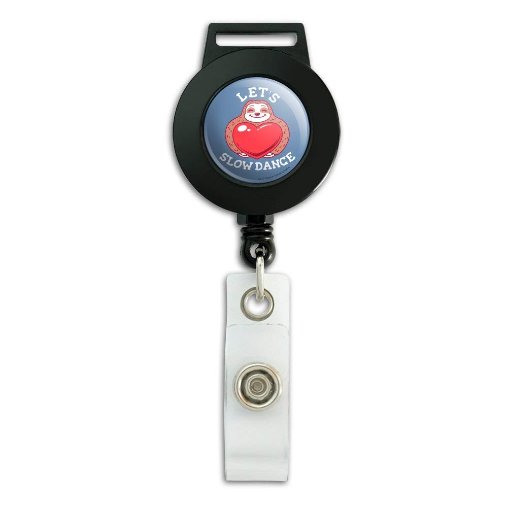 Funny Sloth Heart Love Slow Dance Humor Lanyard - Retractable Reel Badge ID Card Holder for Work, School & Events | Cute Animal Accessory for Teachers, Nurses & Office Professionals