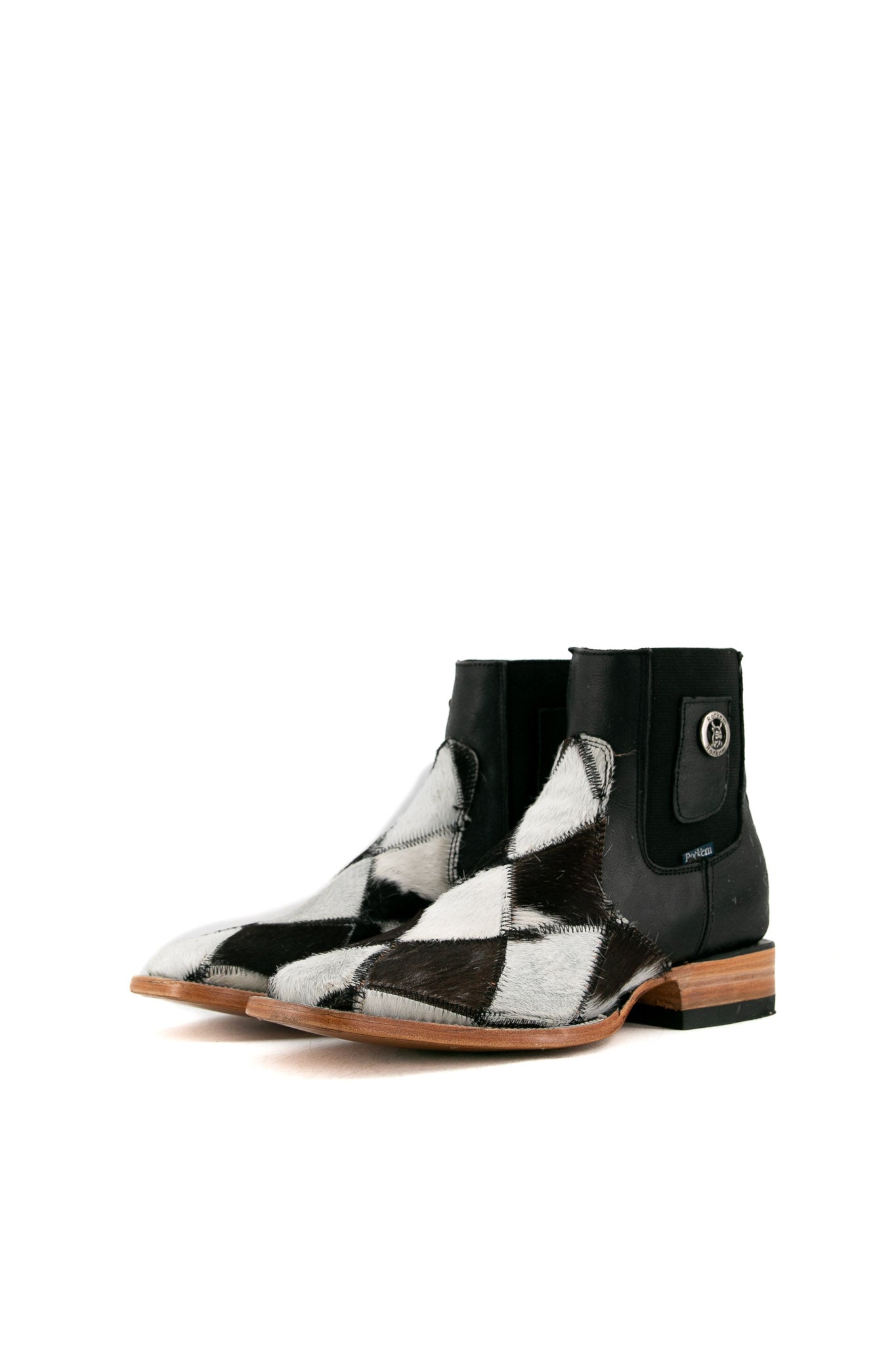 Men's Cowhide Patchwork Square Toe Ankle Boots - Size 7 - Comfortable & Stylish Western Boots for Men - Perfect for Casual Wear, Outdoor Activities & Country Style Fashion