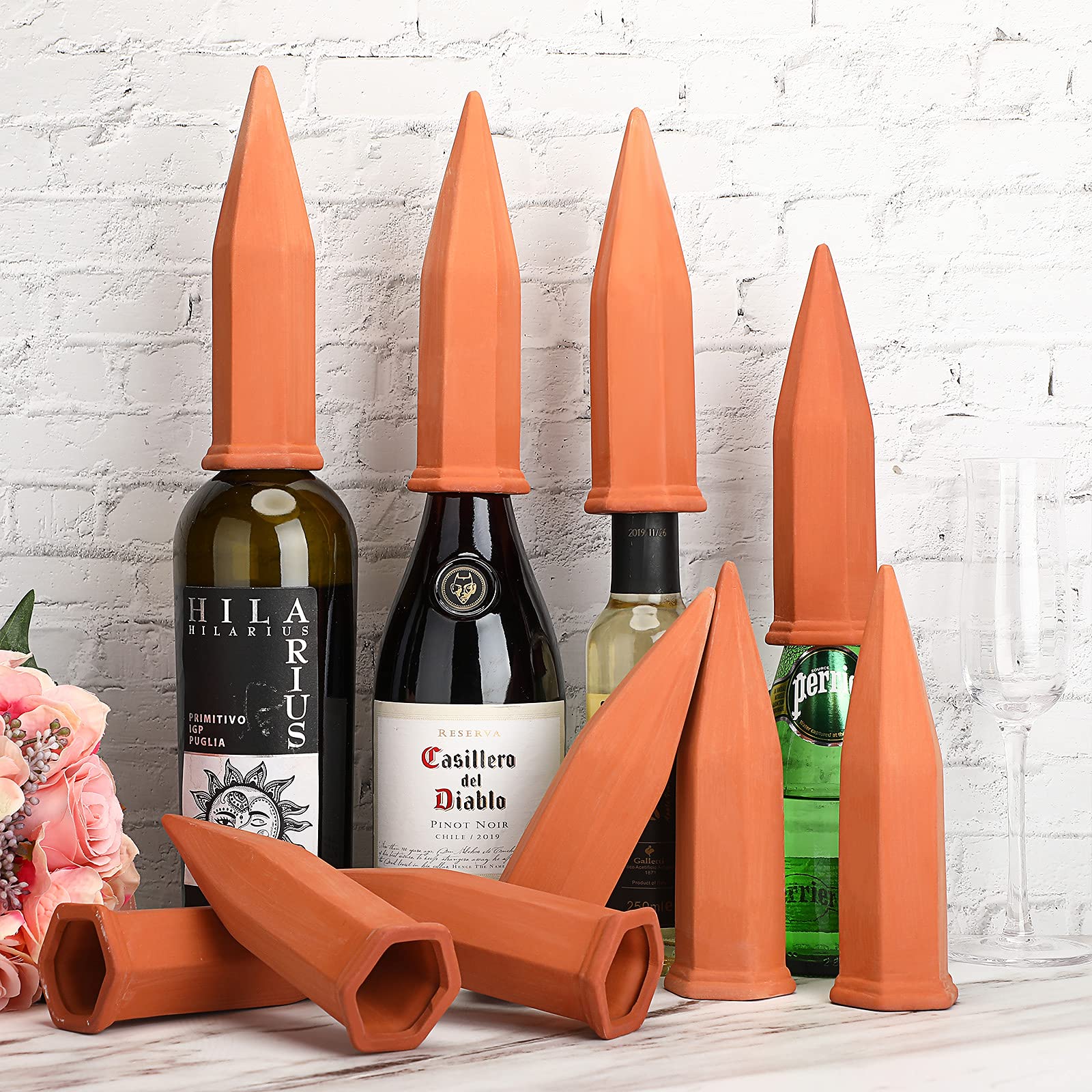 Jovitec 10-Pack Terracotta Self Watering Spikes for Plants - Automatic Plant Watering Stakes for Indoor, Outdoor, Home & Office - Rustic Red - Perfect for Vacation Plant Care & Drip Irrigation System