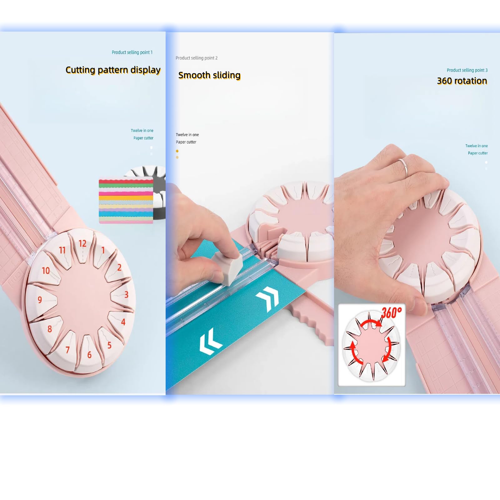12-in-1 Paper Trimmer & Rotary Cutter with Decorative Edge Scissors - Pink Crafting Tool for Scrapbooking, Card Making, Photo Albums & DIY Projects