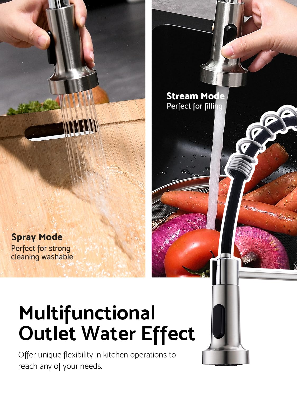 Touchless Kitchen Faucet with Pull Down Sprayer - Motion Sensor Stainless Steel Spring Single Handle Sink Faucet (Brushed Nickel) for Modern & Hygienic Kitchen Upgrade | Perfect for Busy Cooks, Families & ADA Compliant Homes