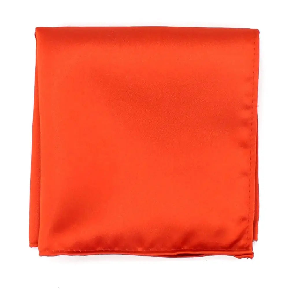 L.A. Smith Burnt Orange Plain Satin Tie and Pocket Square Set | Classic Formal Necktie & Handkerchief Combo for Weddings, Business & Special Occasions