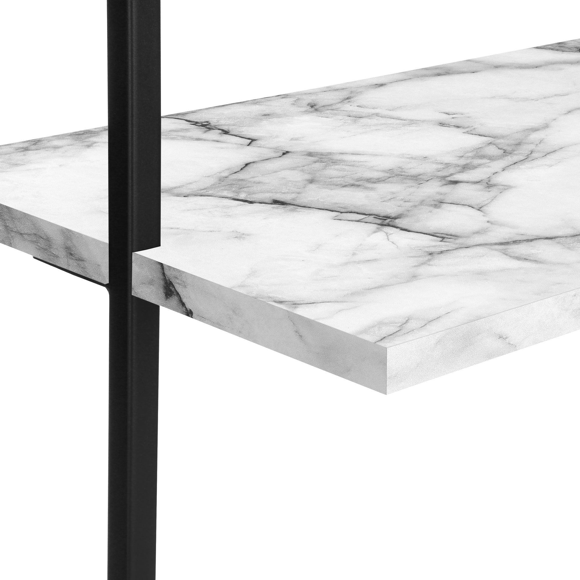Modern 72H Ladder Bookcase with White Marble Shelves & Black Metal Frame - Perfect for Home Office, Living Room, and Bedroom Storage Organization