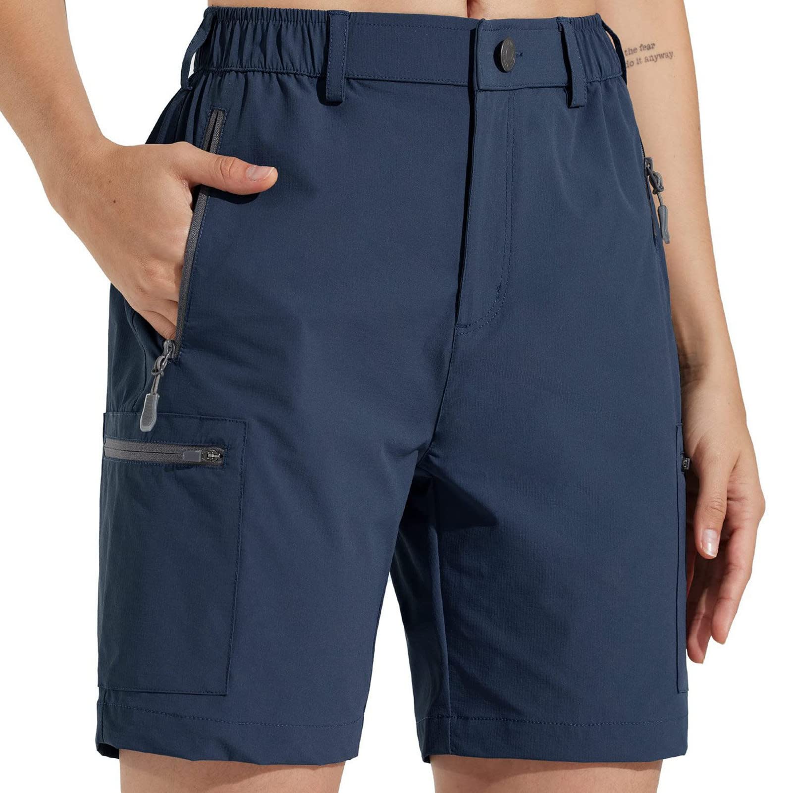 Cocoarm Women's Athletic Hiking Cargo Shorts - Breathable Quick-Dry Sun Protection with Pockets (XL, Navy Blue) | Perfect for Outdoor Activities, Running, Travel & Summer Adventures