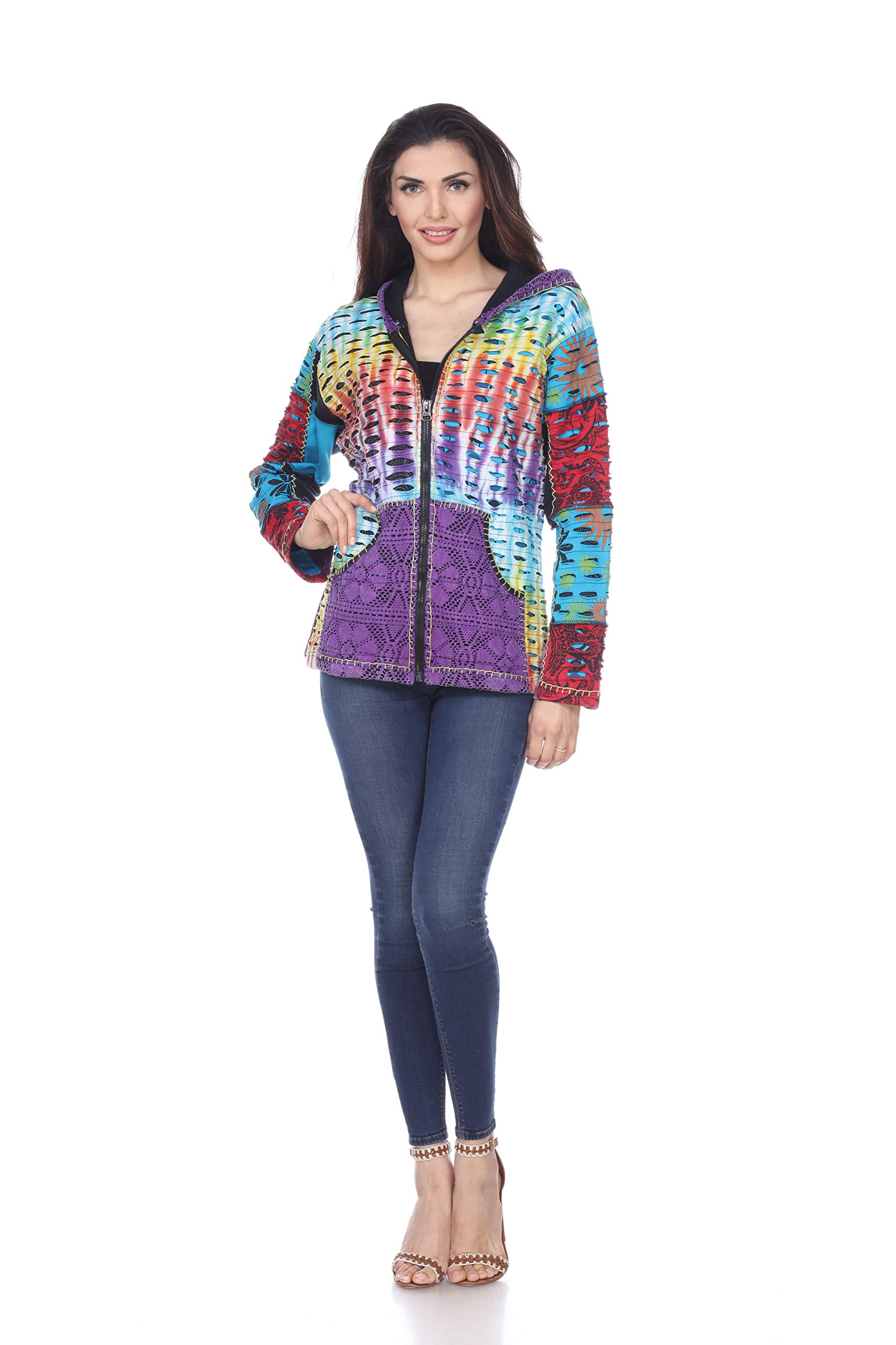 Trendy Women's Tie Dye Razor Cut Jacket | Stylish Distressed Denim Jacket for Women | Perfect for Music Festivals & Streetwear Fashion