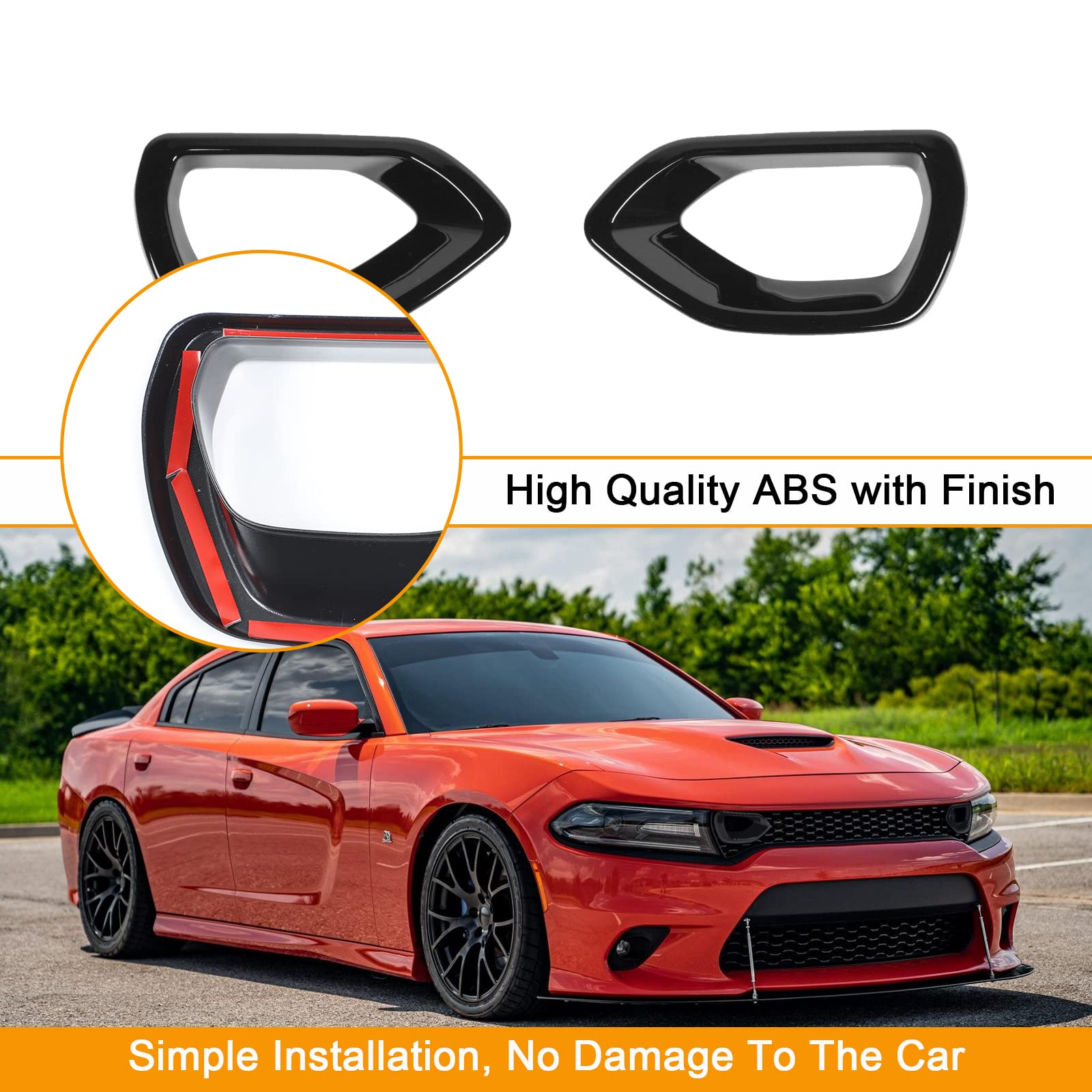 Hoolcar Black Front Bumper Center Grill Cover Trim for 2015-2021 Dodge Charger R/T Scat Pack | Exterior Upgrade & Protection for Car Enthusiasts | Perfect for Customization, Car Shows, and Daily Driving